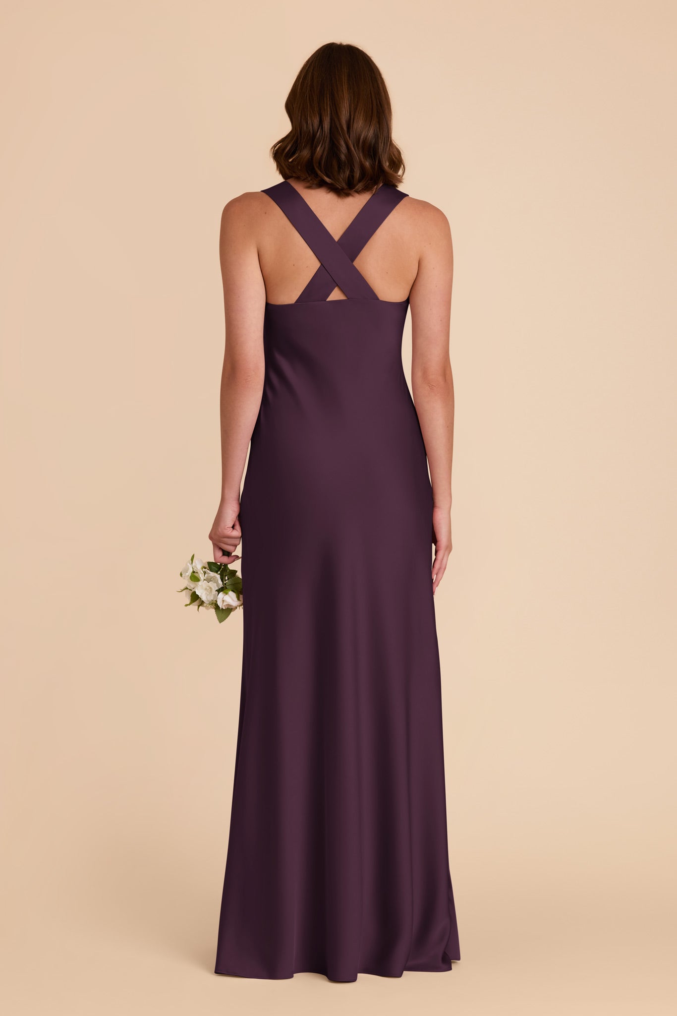 Plum Veronica Matte Satin Dress by Birdy Grey