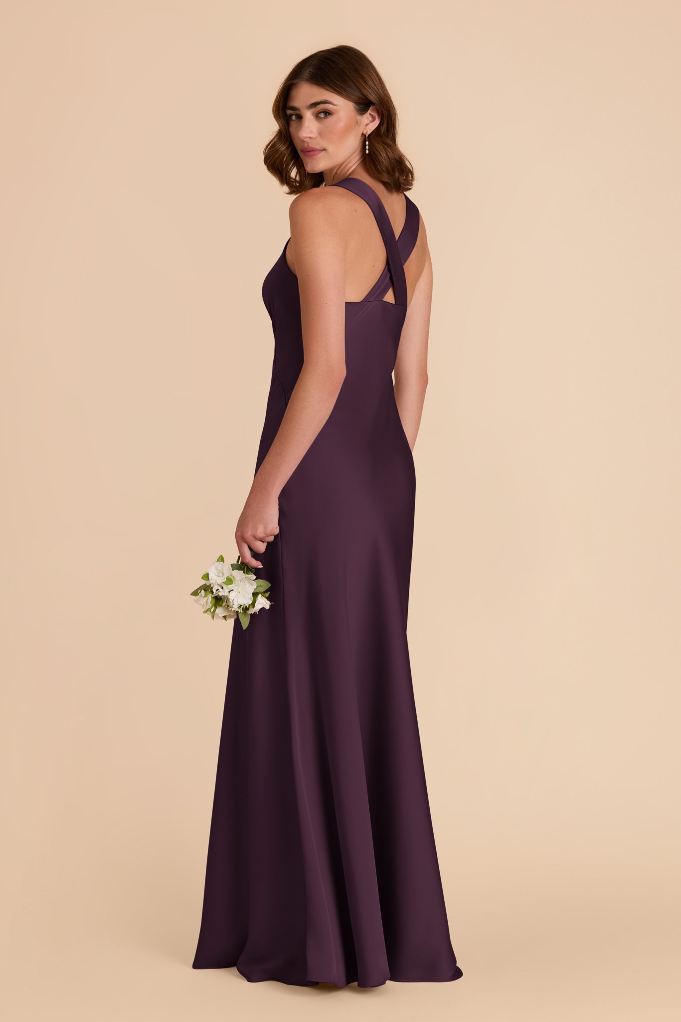 Plum Veronica Matte Satin Dress by Birdy Grey