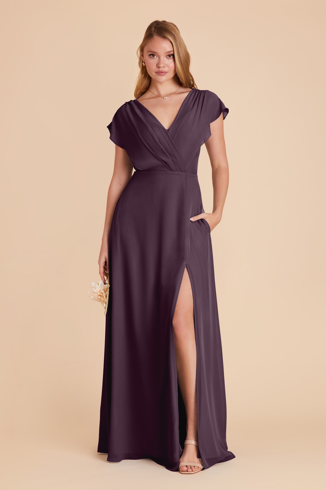 Plum Violet Chiffon Bridesmaid Dress Birdy Grey