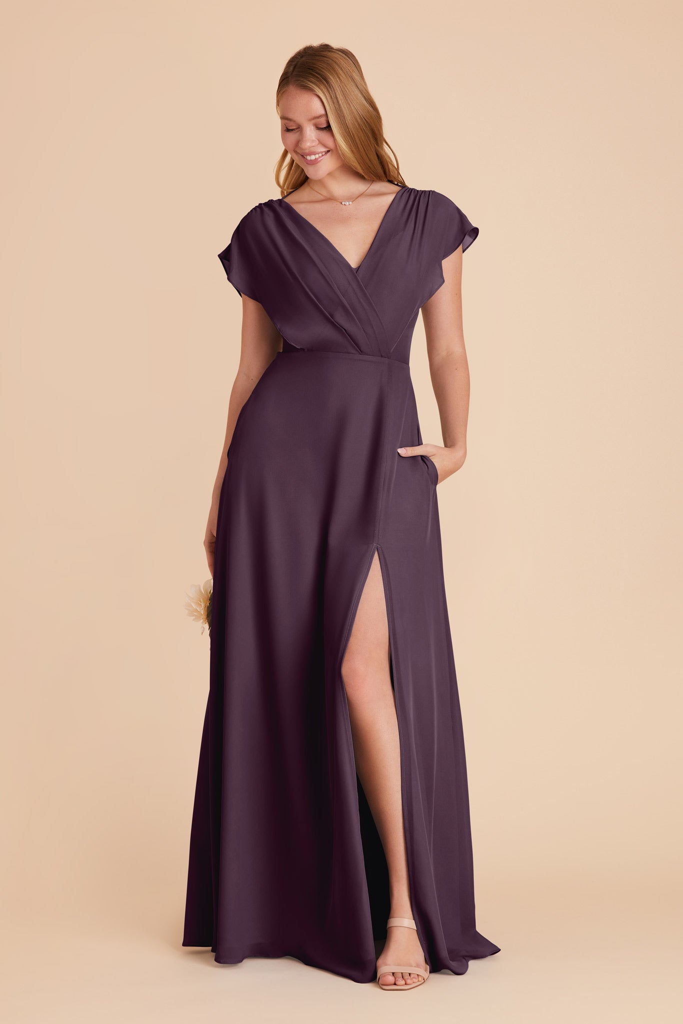 Plum chiffon shop bridesmaid dresses