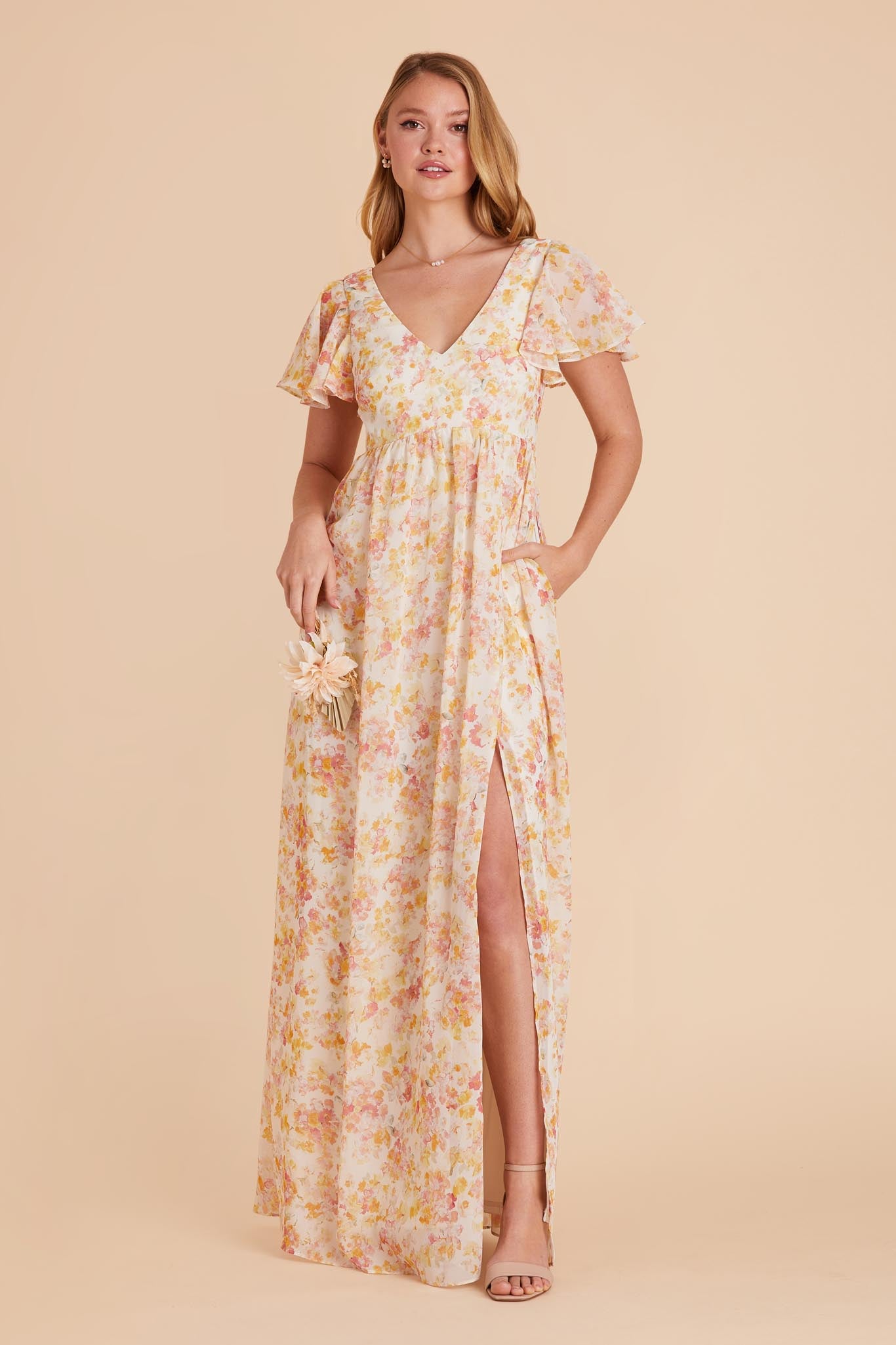 Pressed Floral Hannah Empire Dress by Birdy Grey