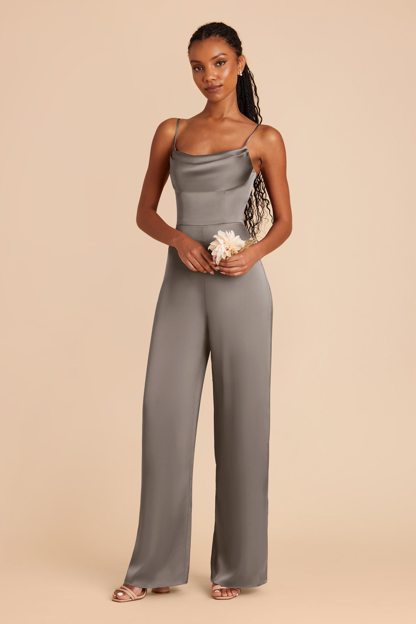 Quartz Donna Matte Satin Bridesmaid Jumpsuit by Birdy Grey