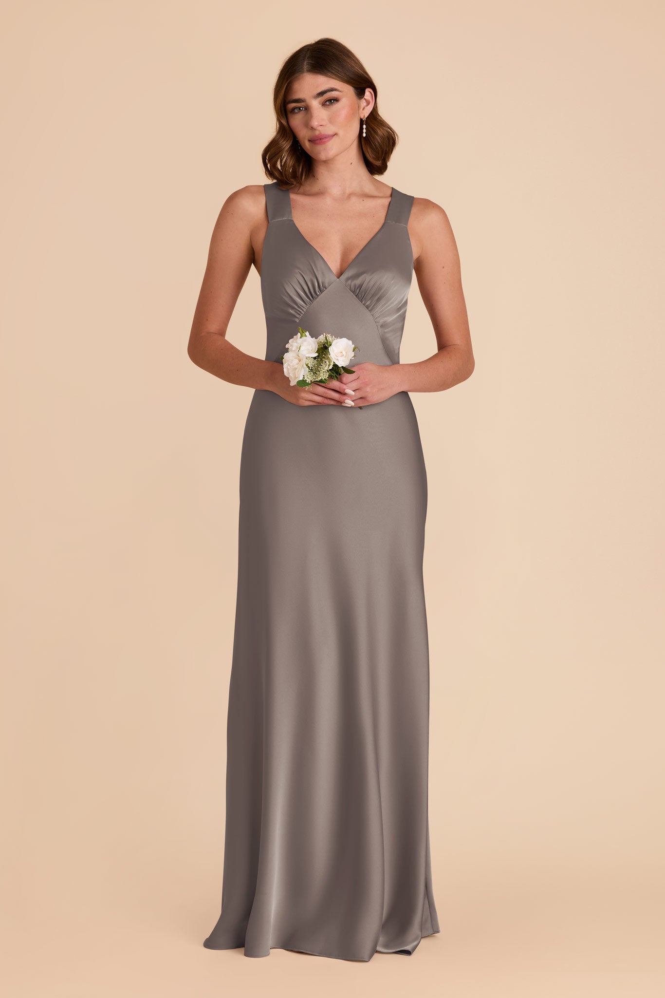 Quartz Veronica Matte Satin Dress by Birdy Grey