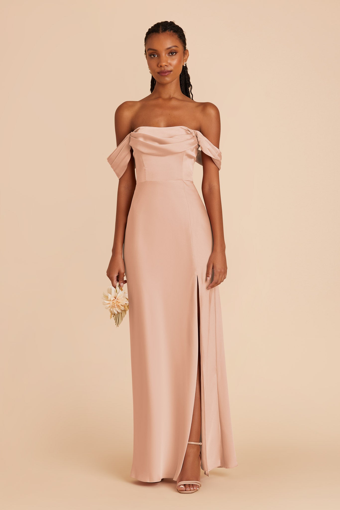 Rose Gold Mia Matte Satin Dress by Birdy Grey