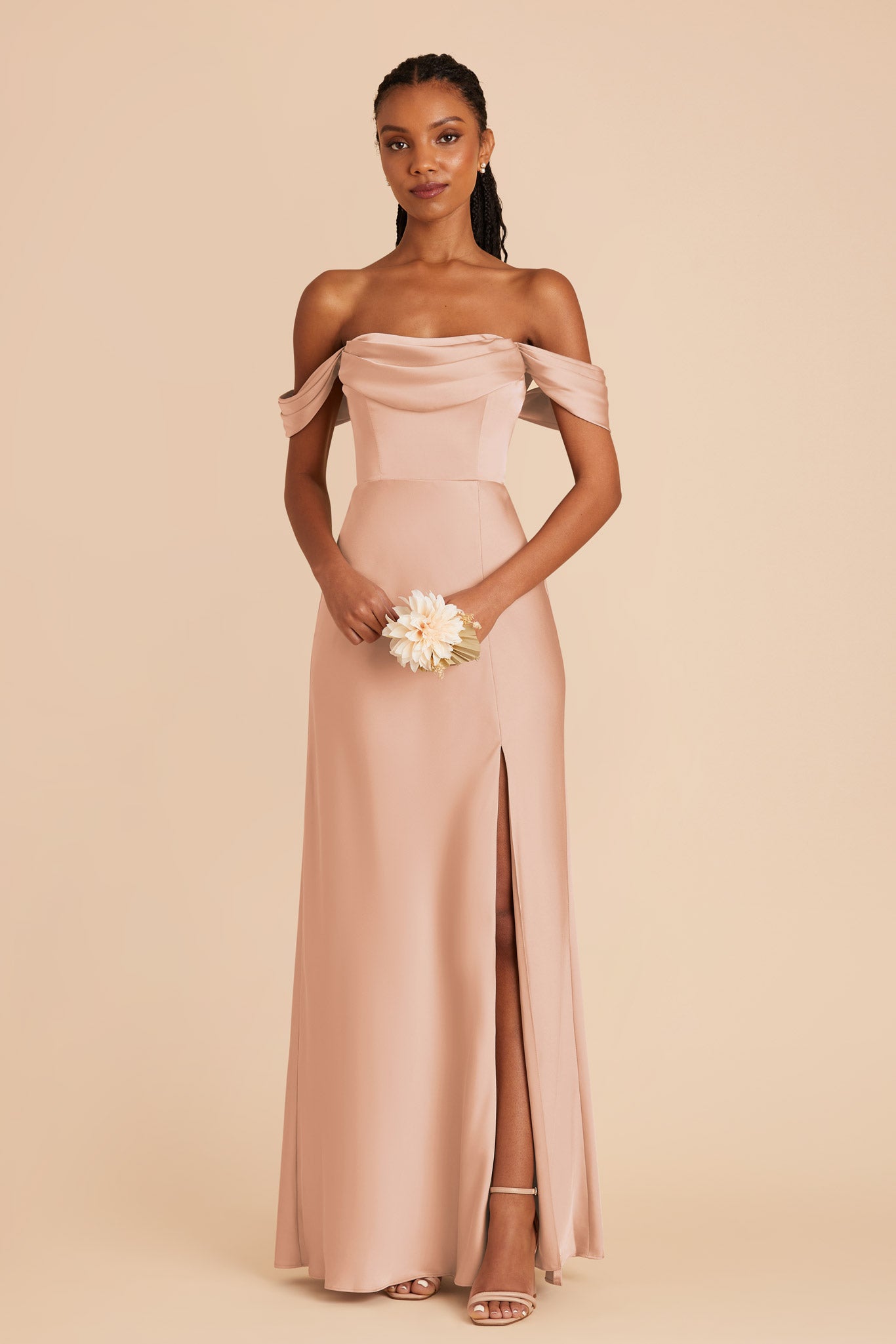 Rose Gold Mia Matte Satin Dress by Birdy Grey