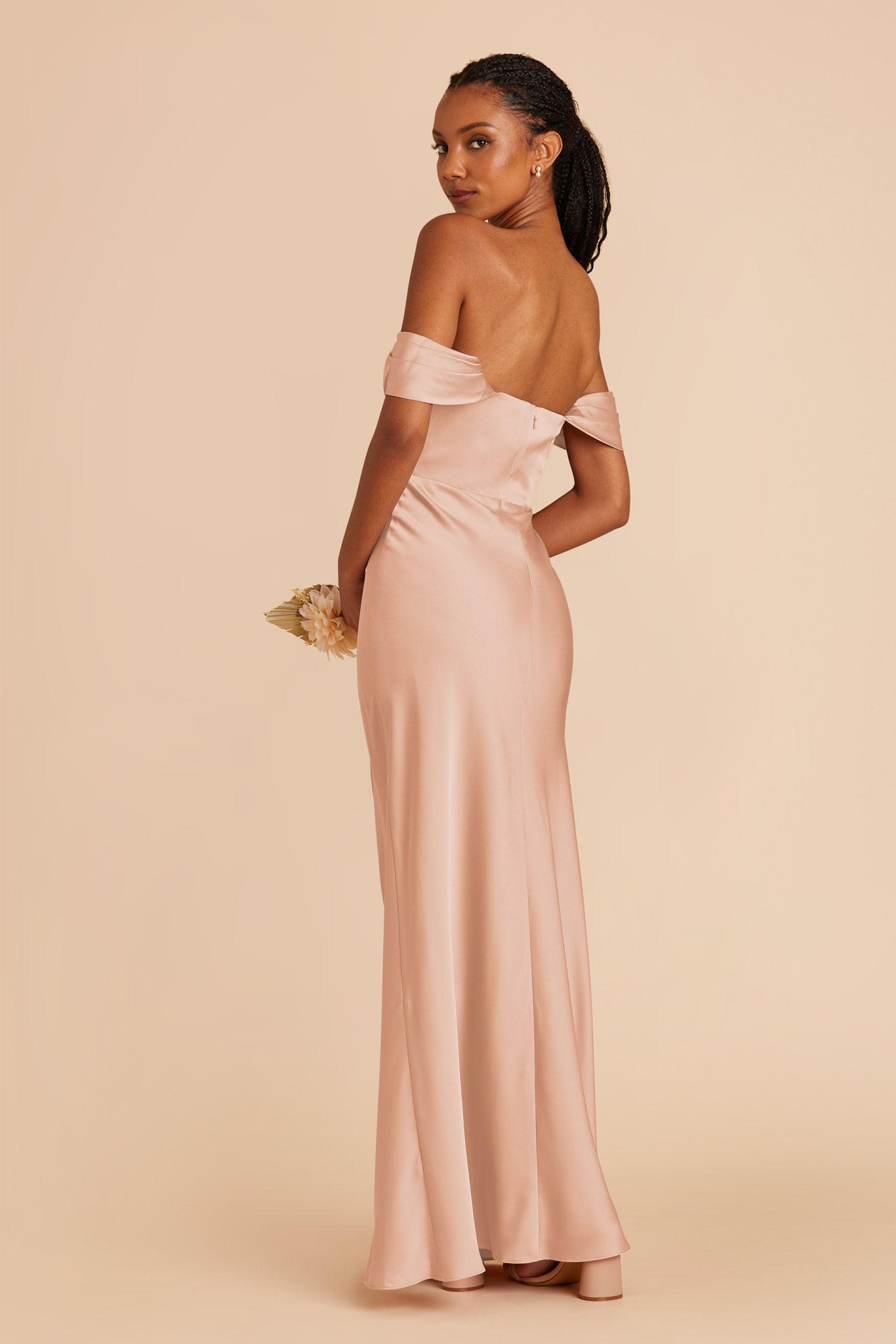 Rose Gold Mia Matte Satin Dress by Birdy Grey