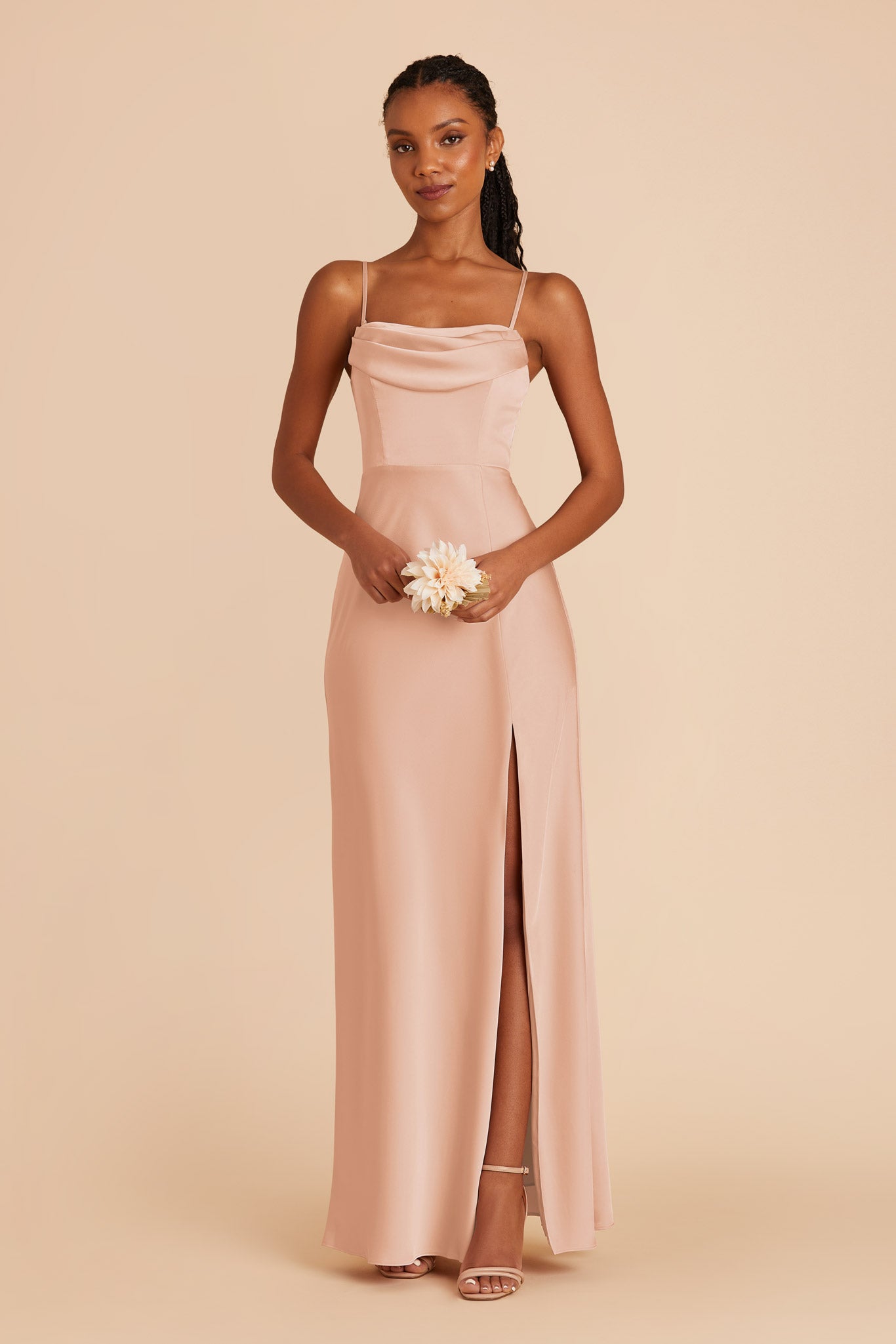 Rose Gold Mia Matte Satin Dress by Birdy Grey