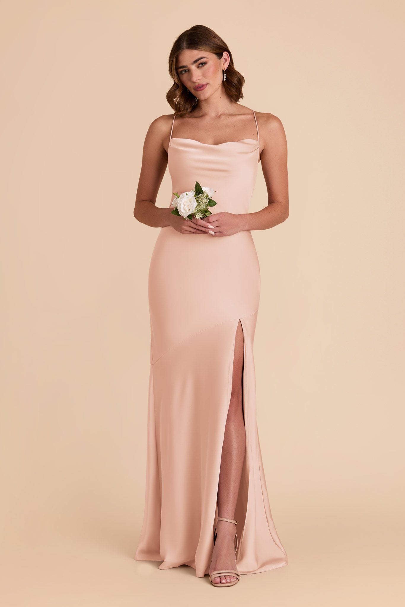 Birdy Gray on sale Rose gold sexy small long night gown with front slit