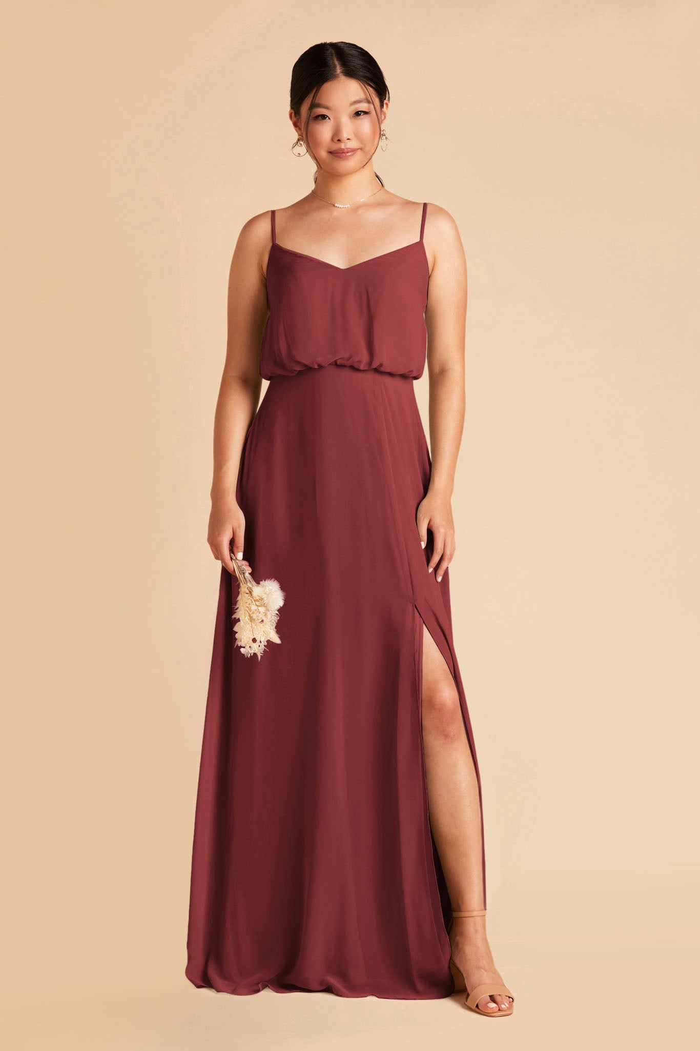 Gwennie Chiffon Bridesmaid Dress in Rosewood Birdy Grey