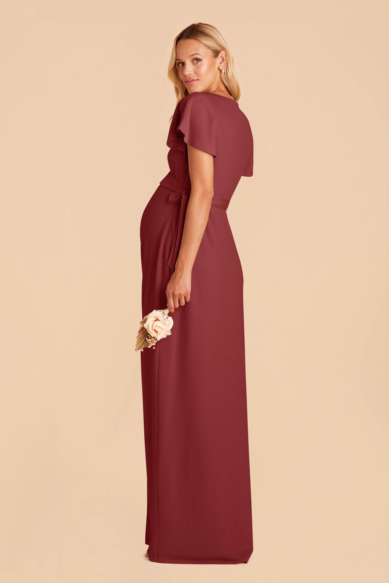 Yolanda Rosewood Crepe Maternity Bridesmaid Dress Birdy Grey