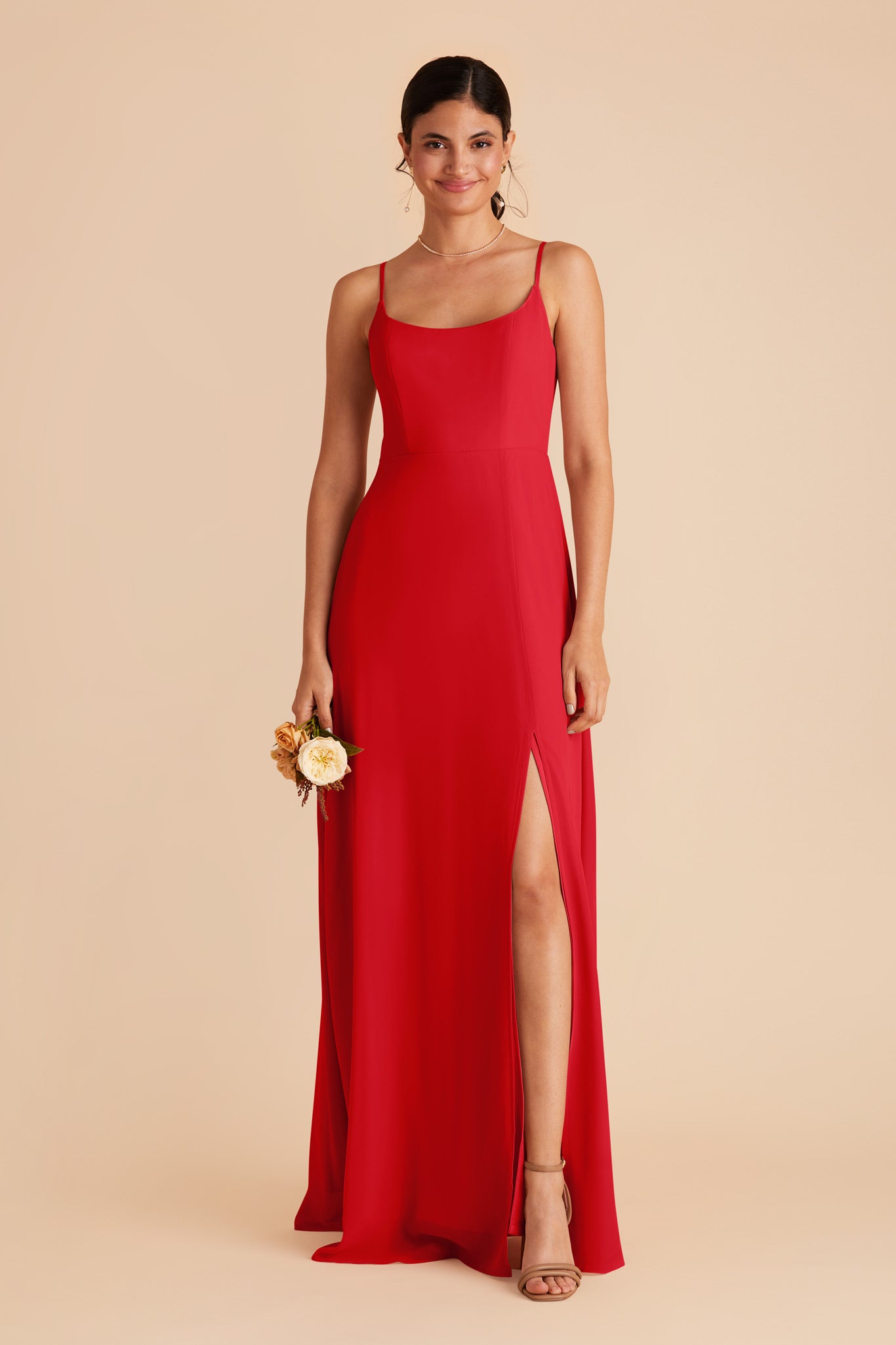 Ruby Red Amy Wide Scoop Neck Bridesmaid Dress | Birdy Grey