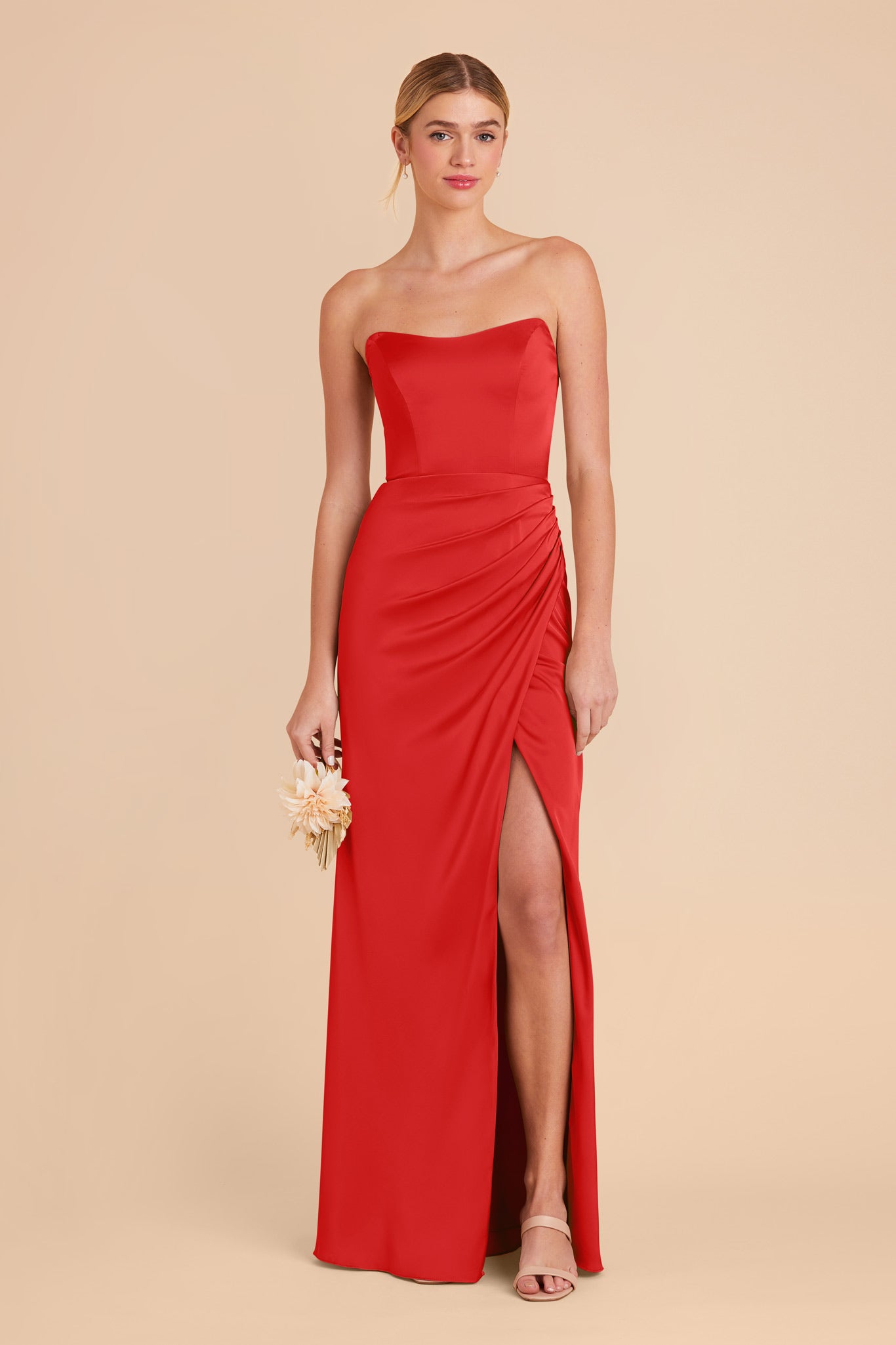 Ruby Red Anne Matte Satin Dress by Birdy Grey