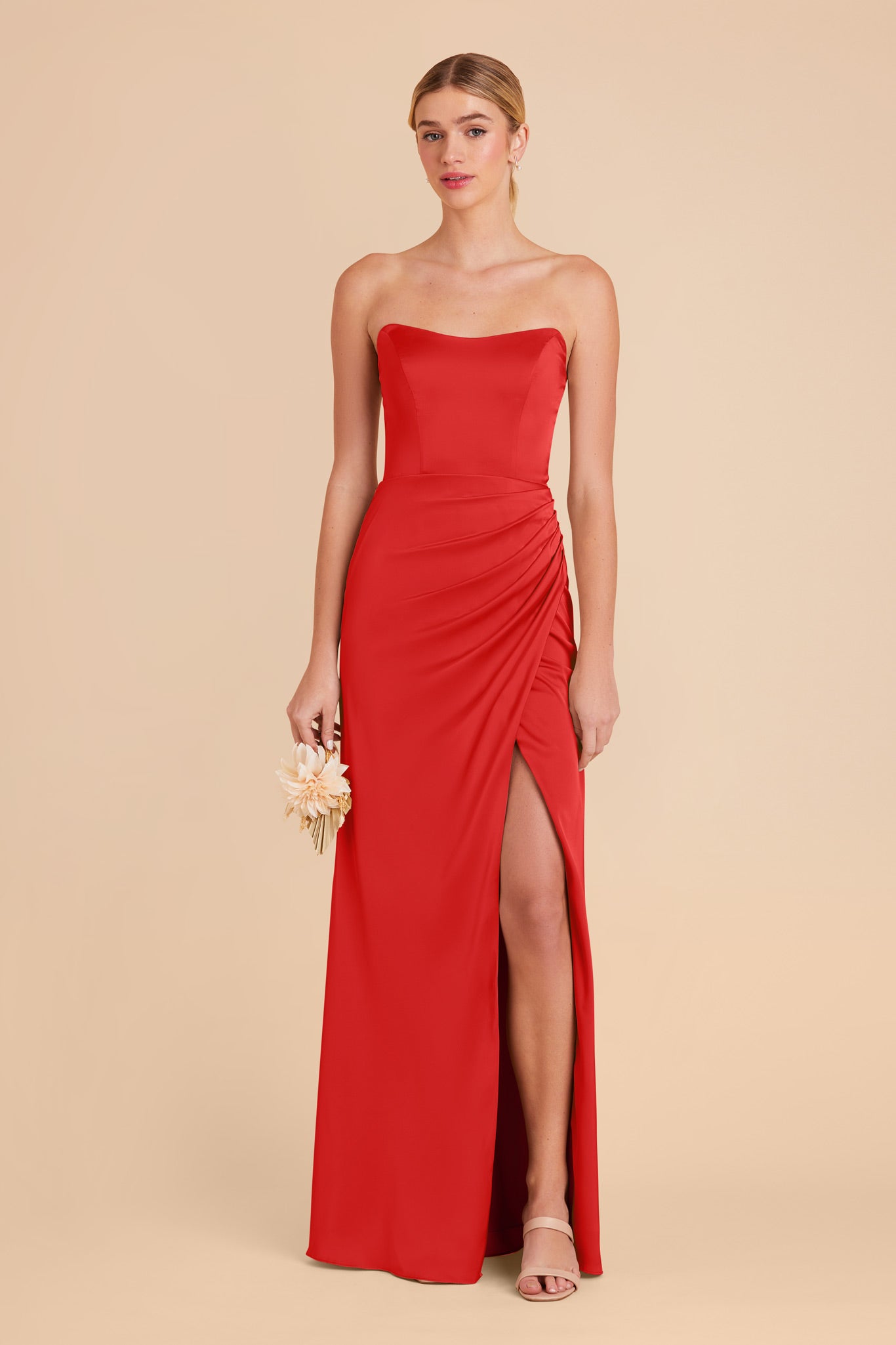 Ruby Red Anne Matte Satin Dress by Birdy Grey