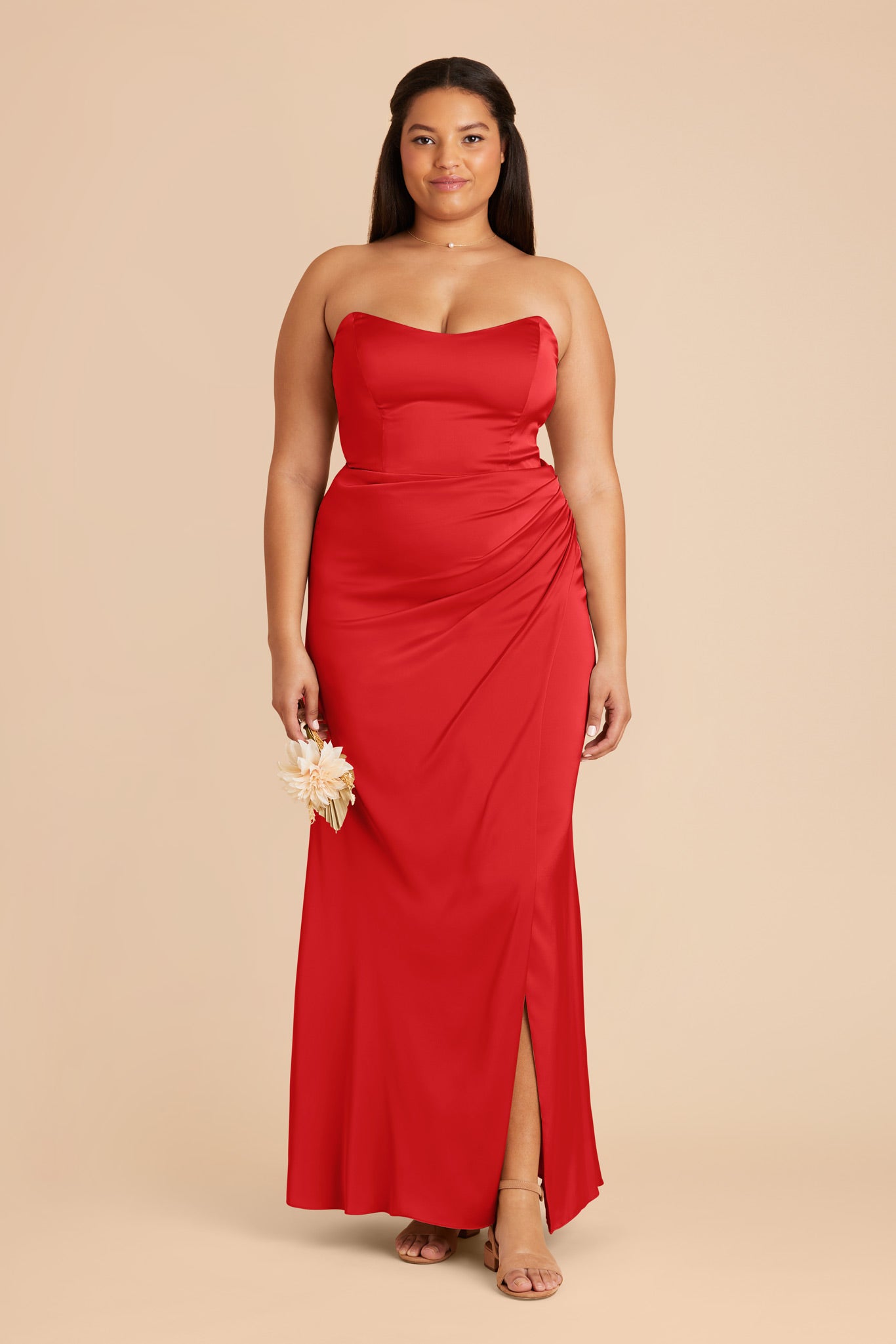 Ruby Red Anne Matte Satin Dress by Birdy Grey