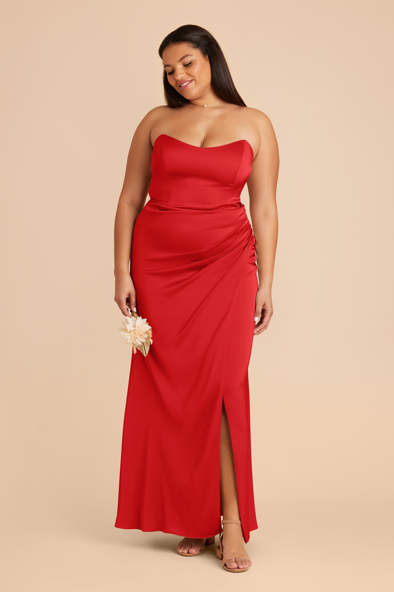 Ruby Red Anne Matte Satin Dress by Birdy Grey