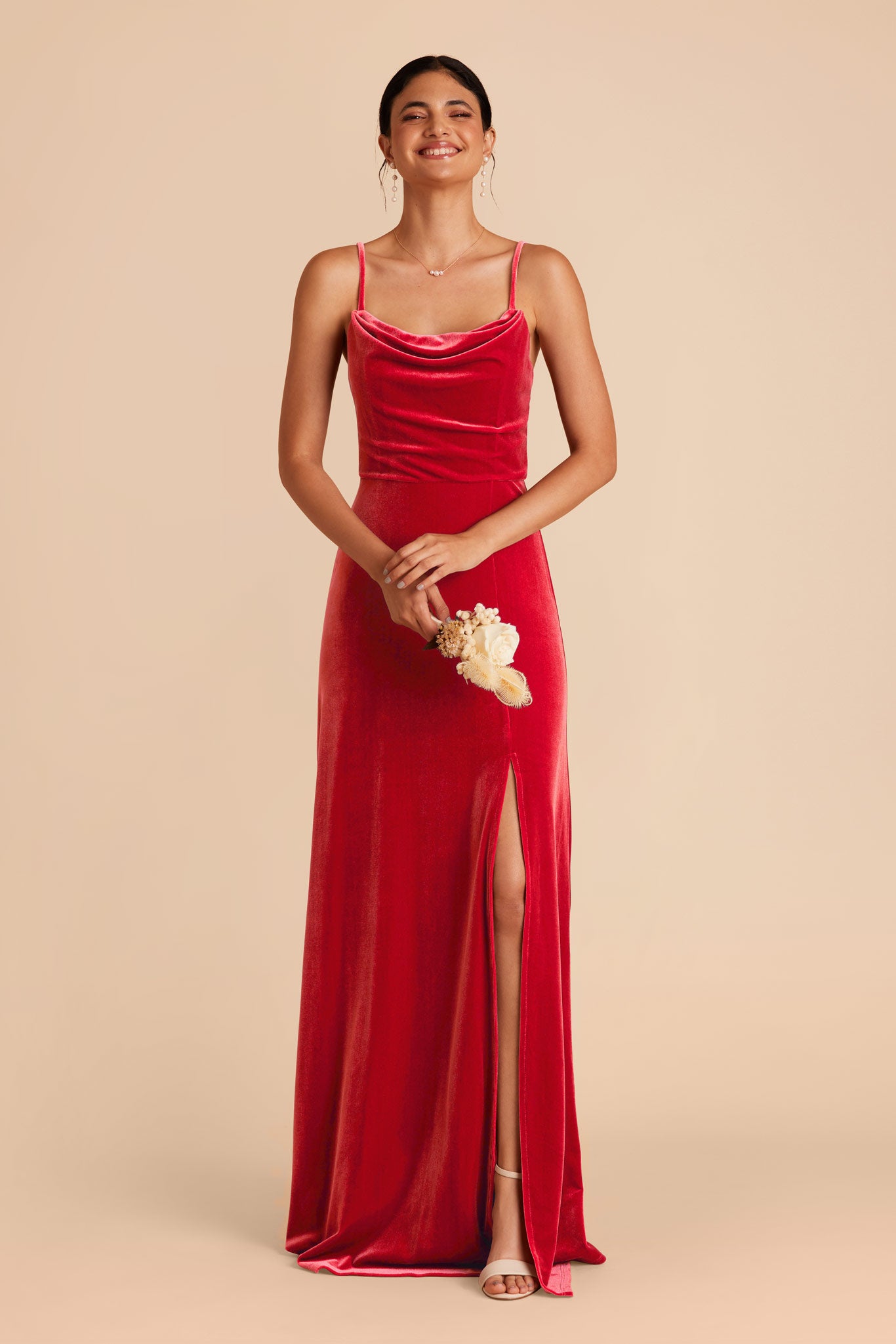 Ruby Red Ash Velvet Dress by Birdy Grey