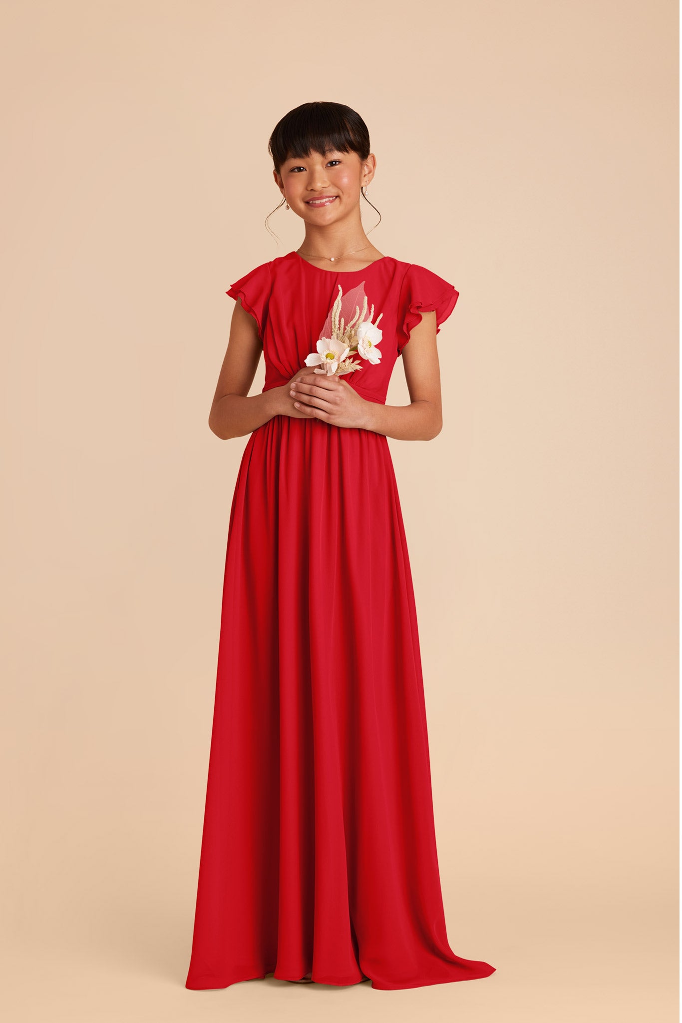 Celine Ruby Red Junior Bridesmaids Dress | Birdy Grey