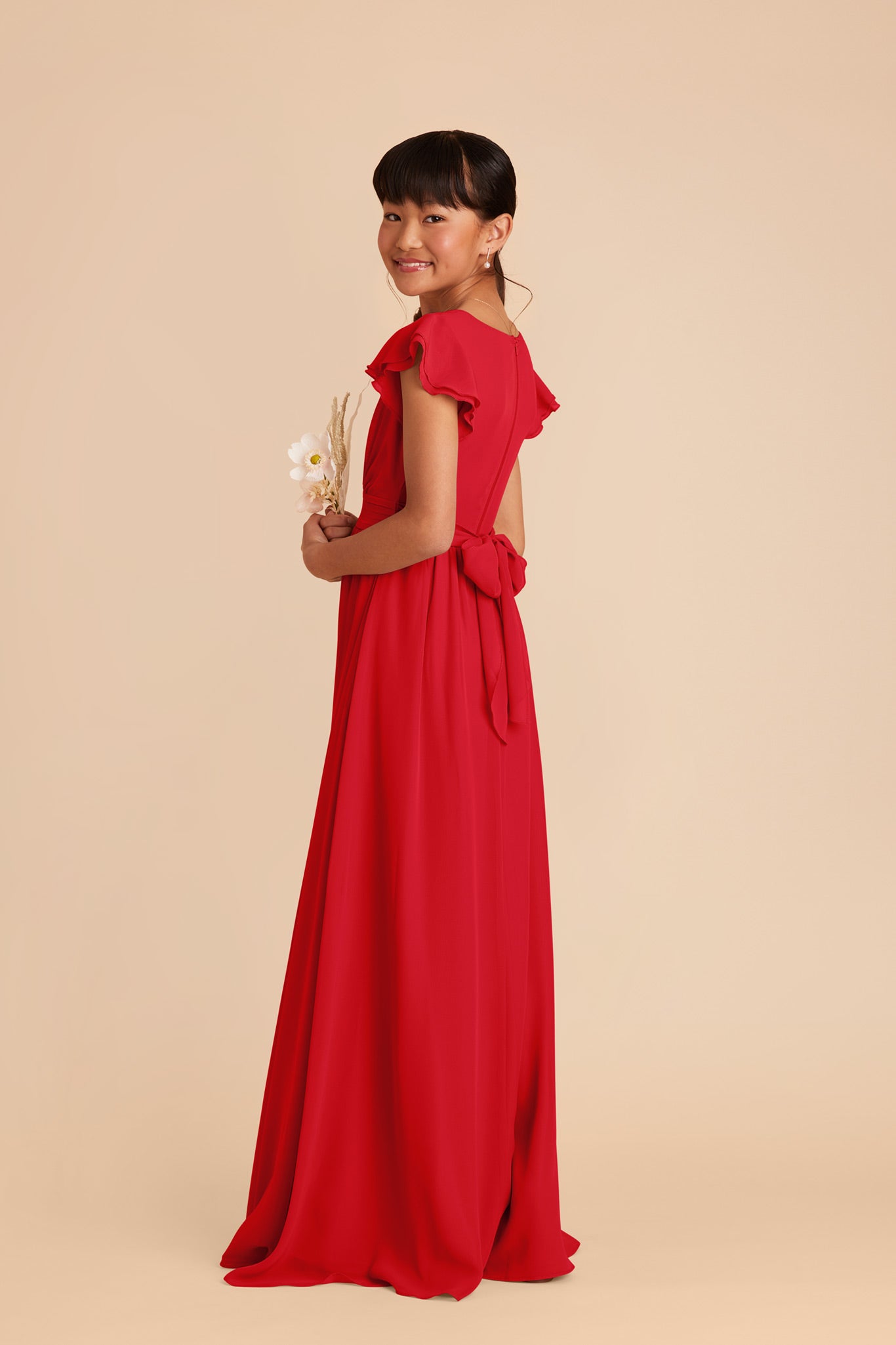 Celine Ruby Red Junior Bridesmaids Dress | Birdy Grey