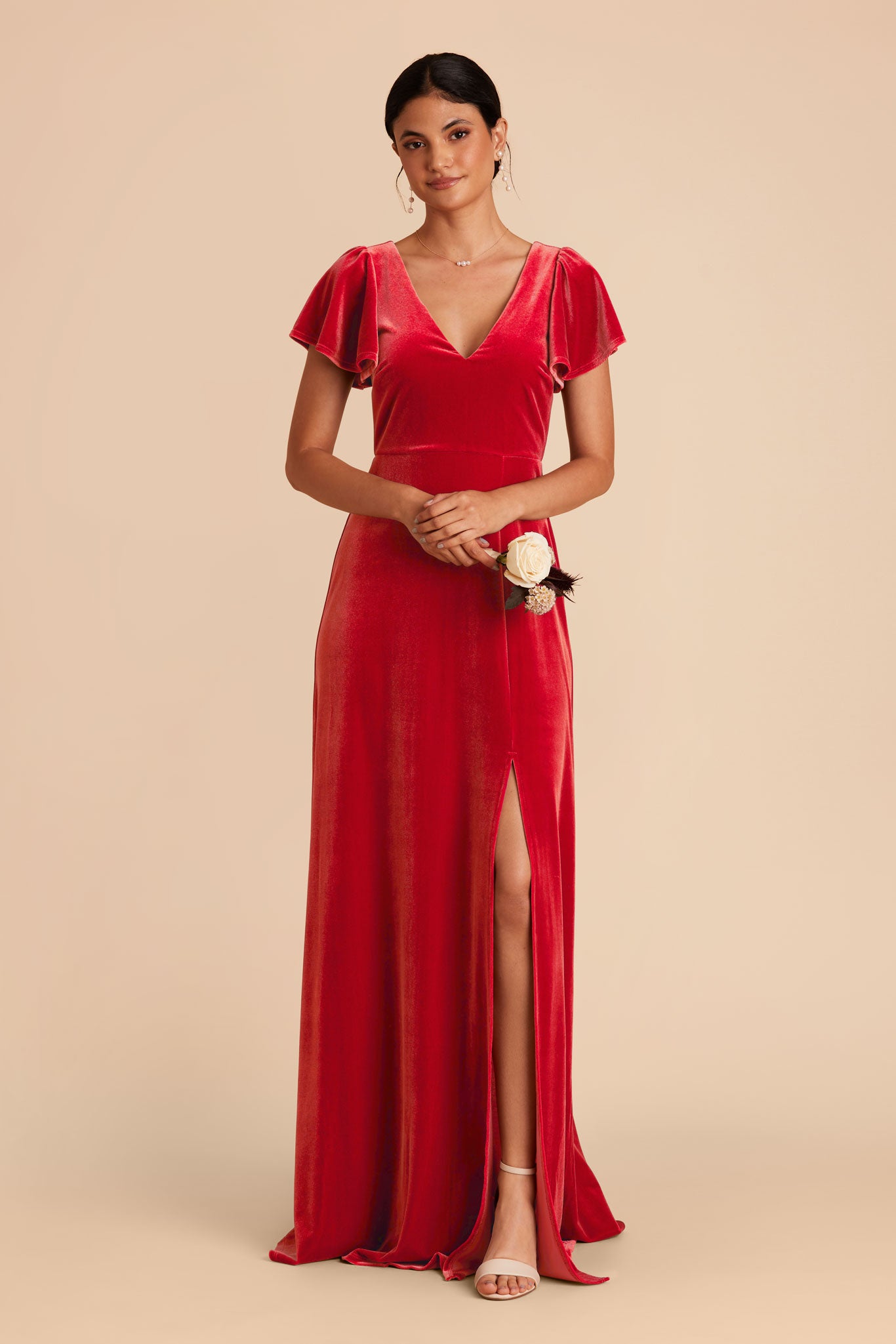 Ruby Red Hannah Velvet Dress by Birdy Grey