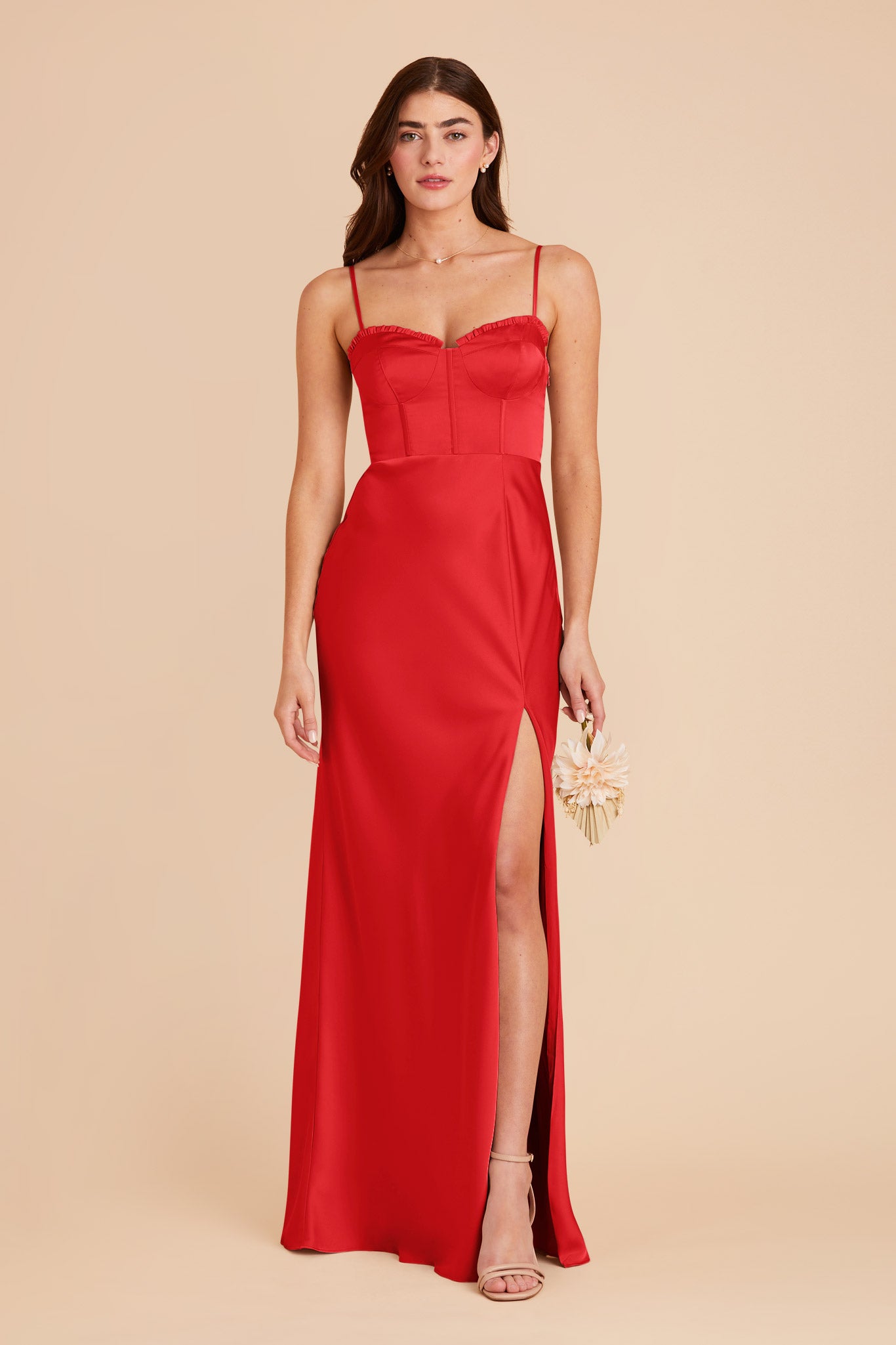 Ruby Red Jessica Matte Satin Dress by Birdy Grey