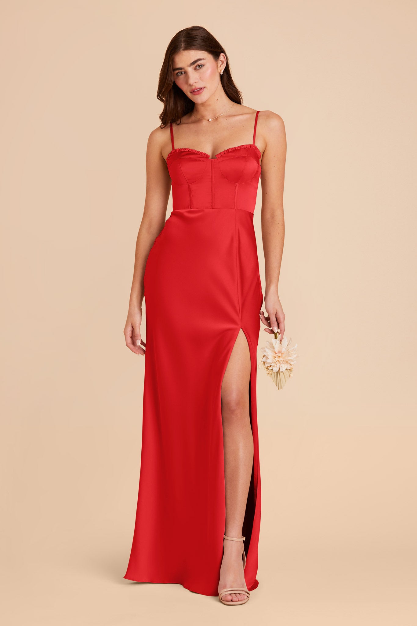 Ruby Red Jessica Matte Satin Dress by Birdy Grey