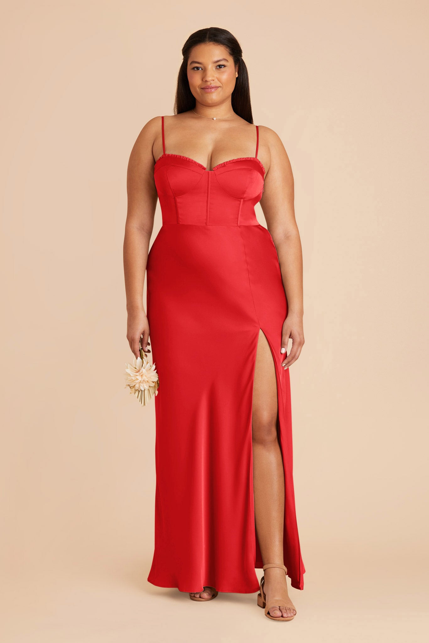 Ruby Red Jessica Matte Satin Dress by Birdy Grey