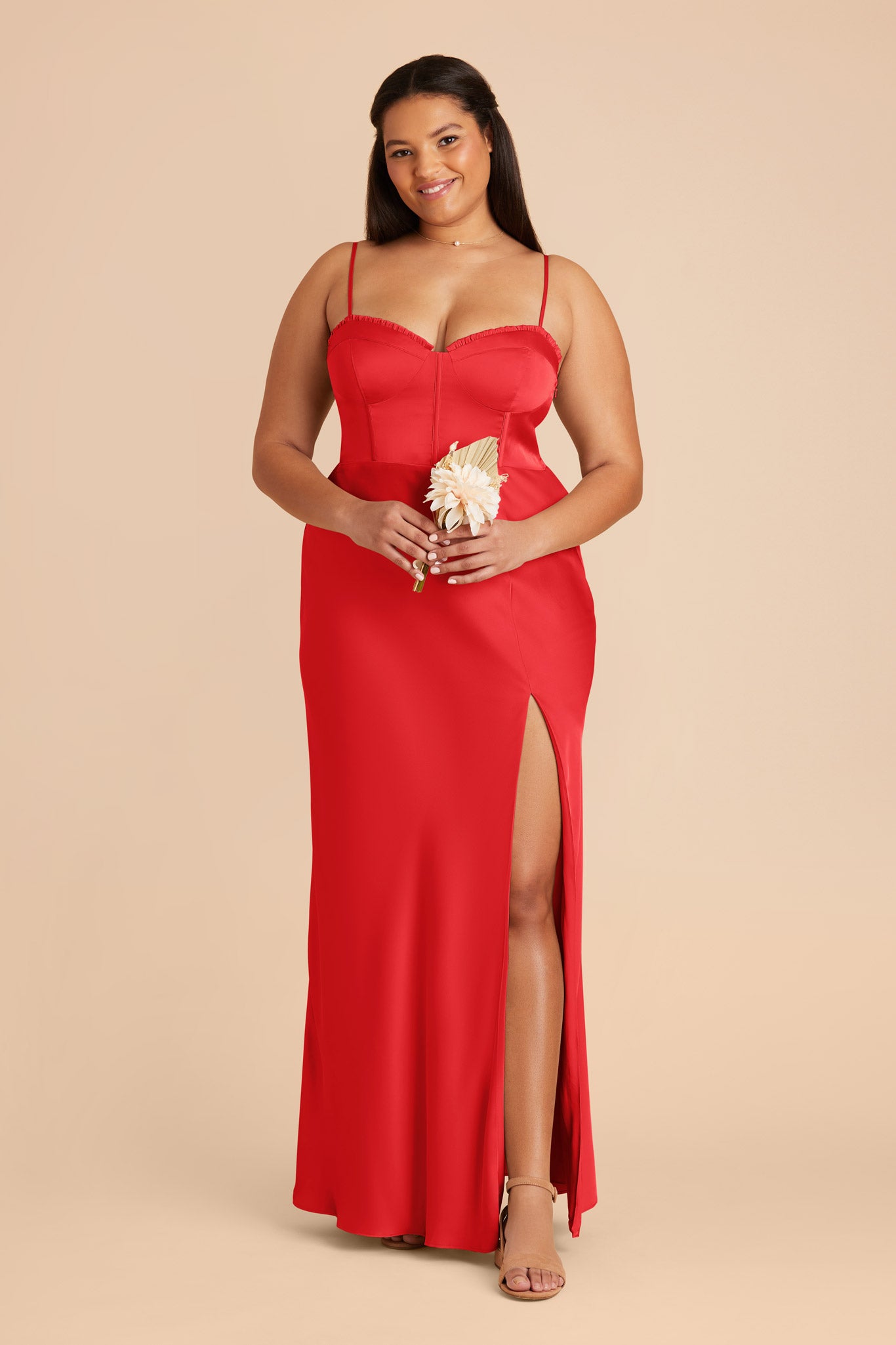 Ruby Red Jessica Matte Satin Dress by Birdy Grey