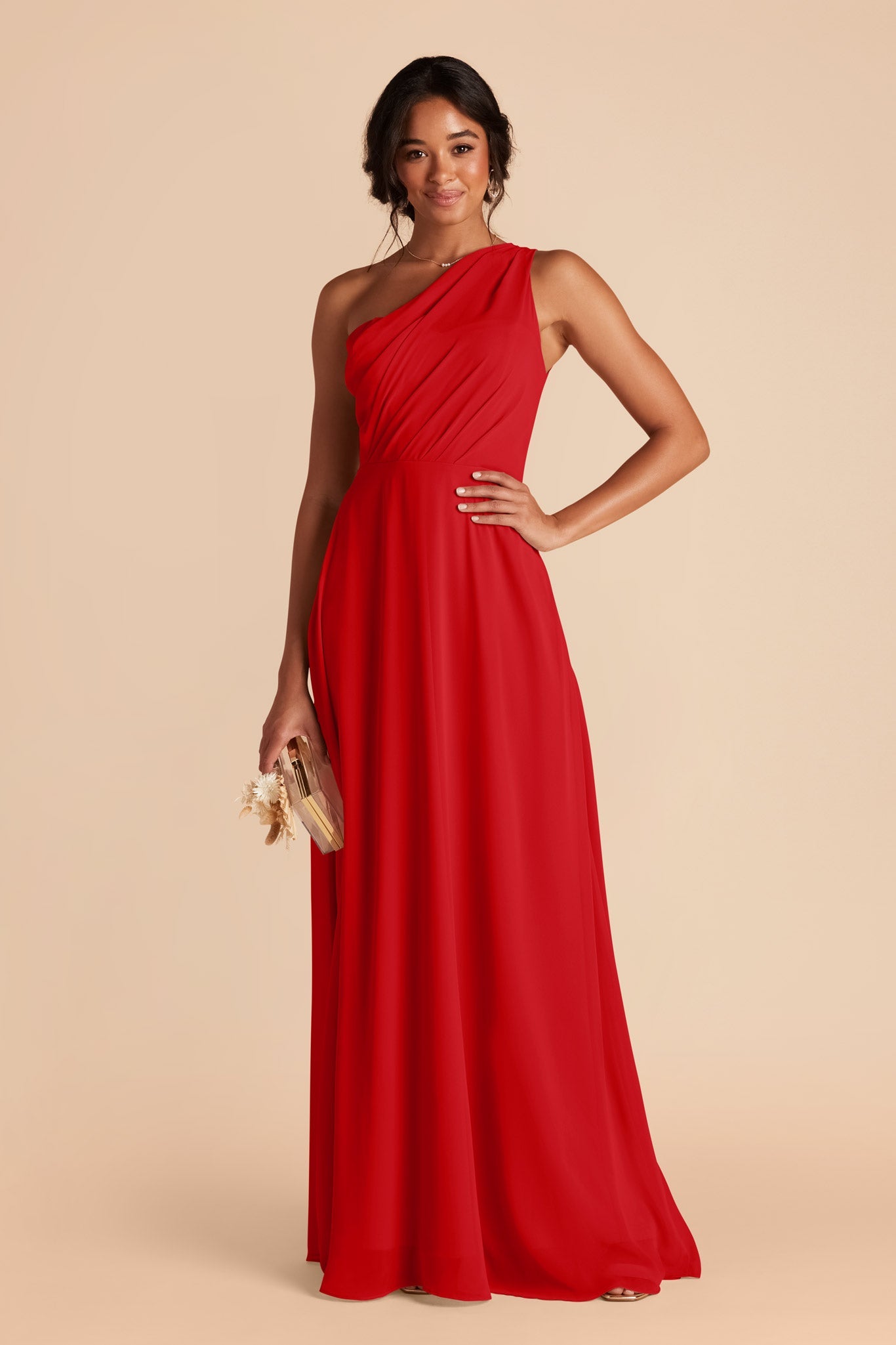 Ruby Red Kira Chiffon Dress by Birdy Grey