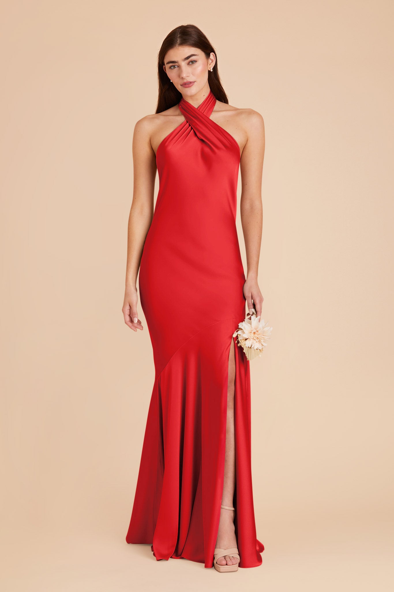 Ruby Red Stephanie Matte Satin Dress by Birdy Grey