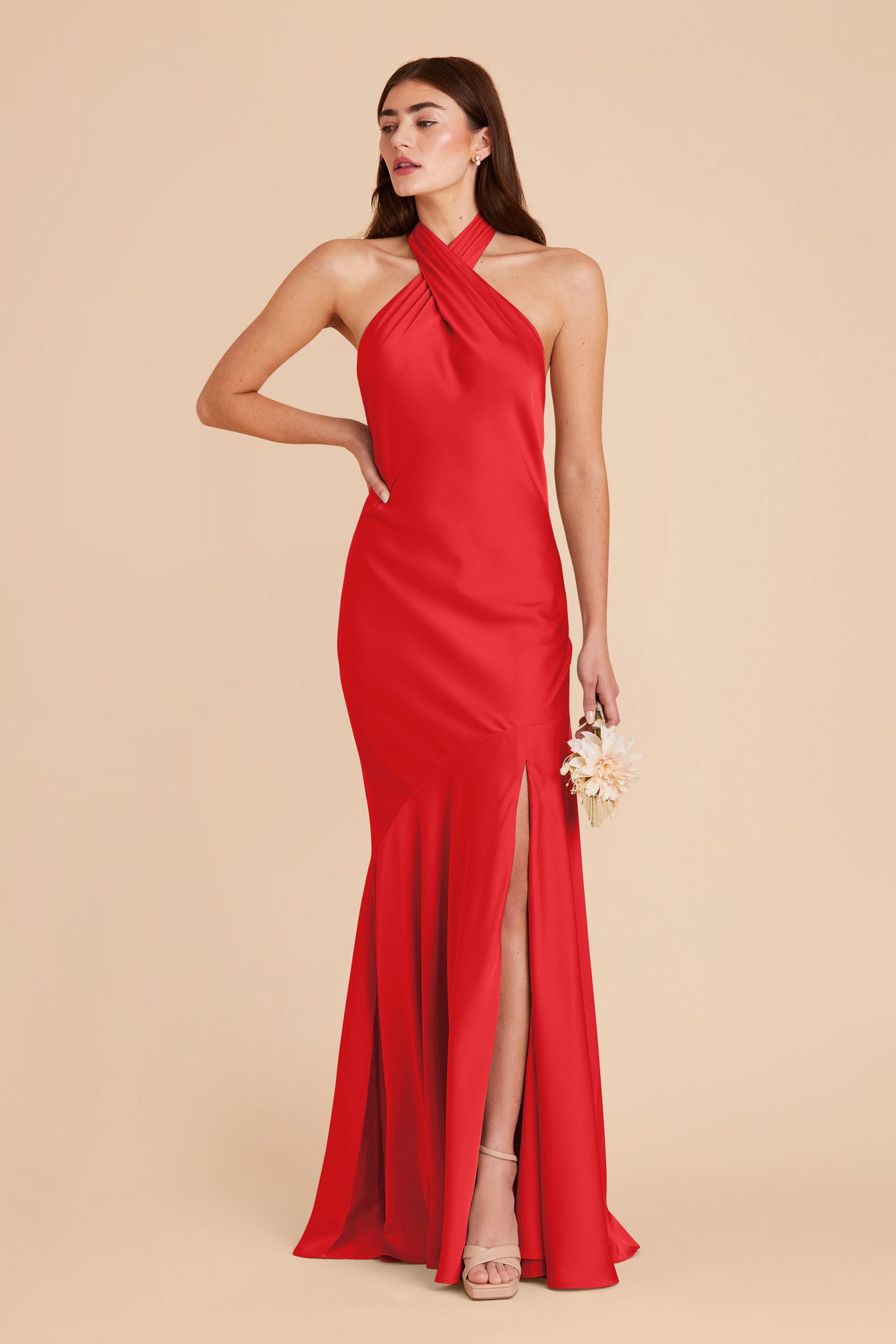 Ruby Red Stephanie Matte Satin Dress by Birdy Grey