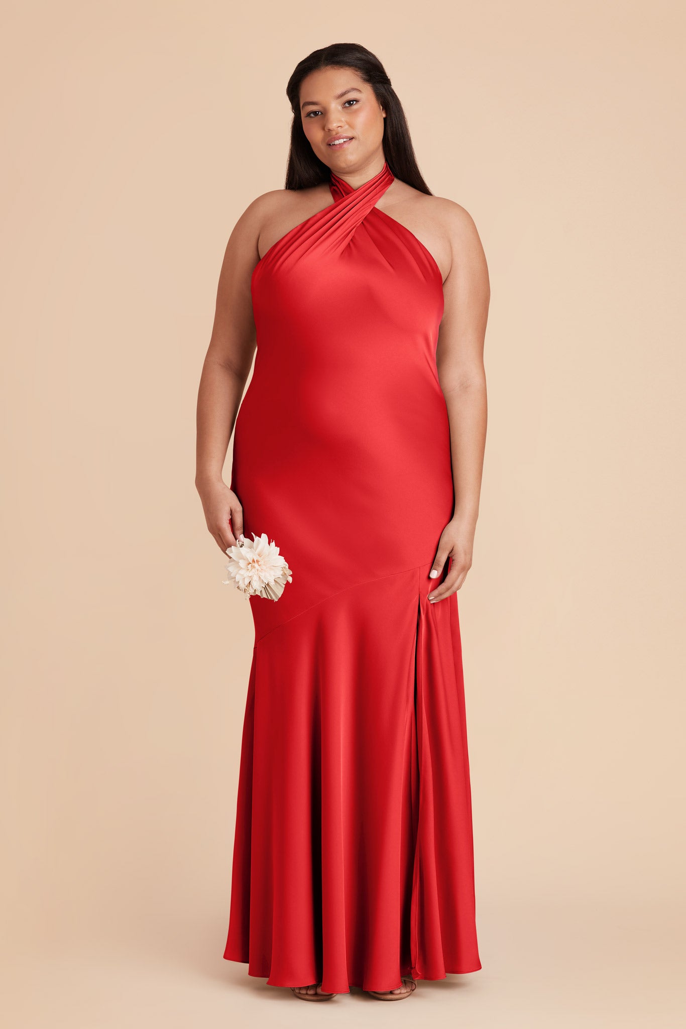 Ruby Red Stephanie Matte Satin Dress by Birdy Grey