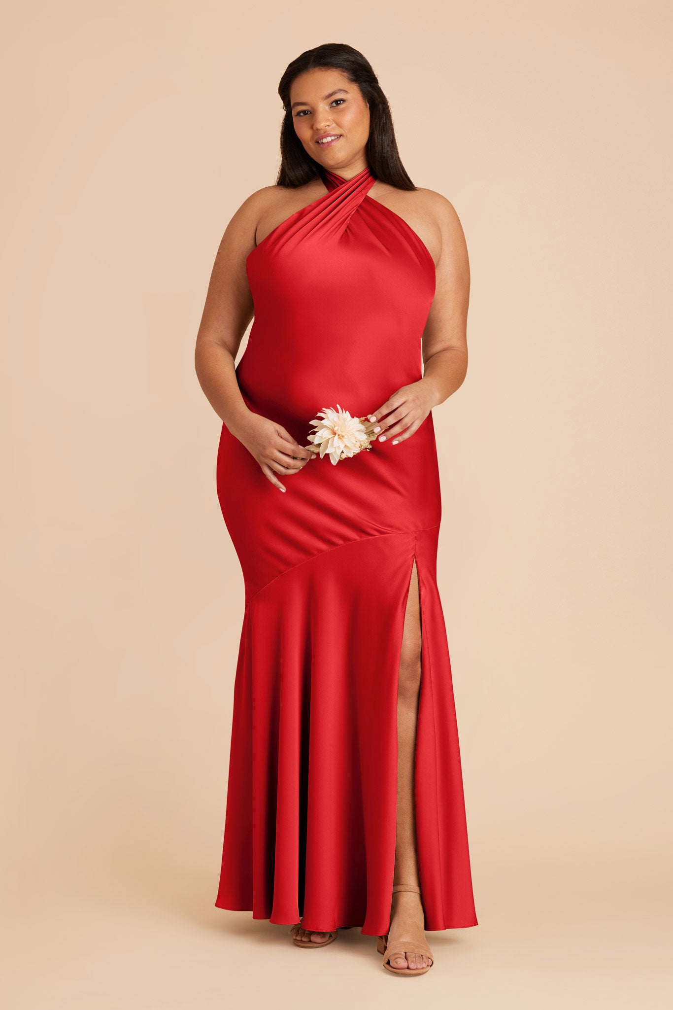 Ruby Red Stephanie Matte Satin Dress by Birdy Grey