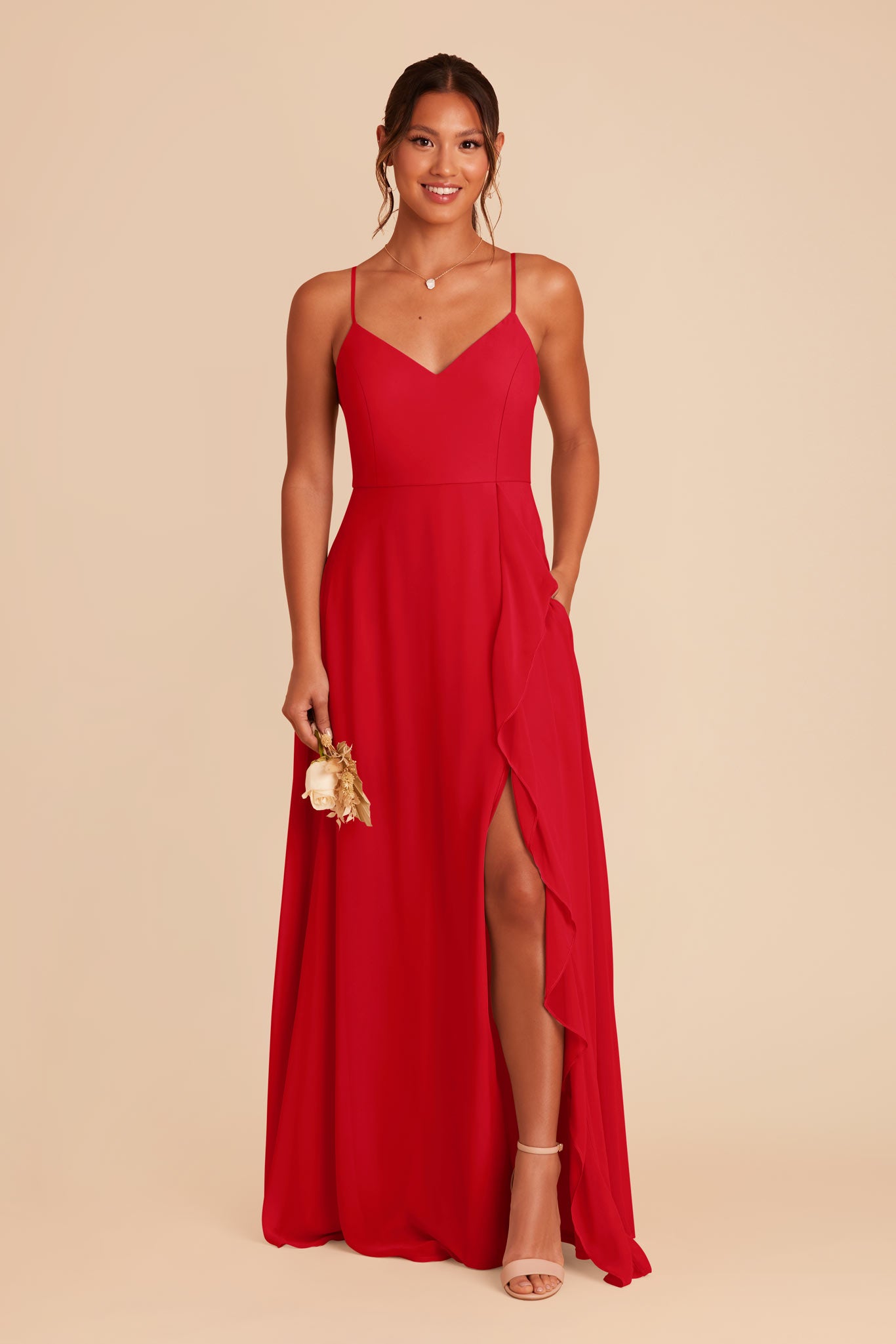 Ruby Red Theresa Chiffon Dress by Birdy Grey