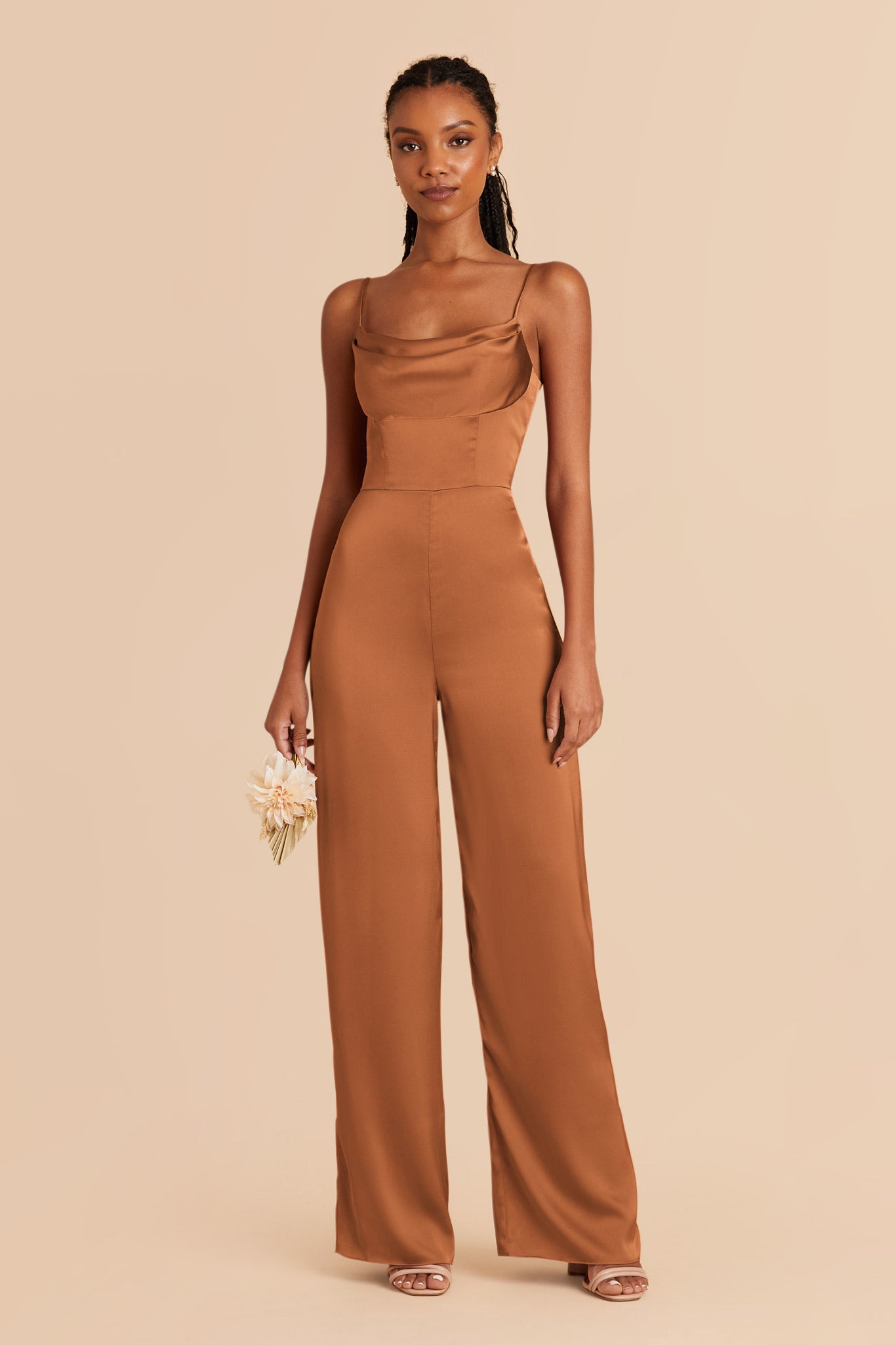 Rust Donna Matte Satin Bridesmaid Jumpsuit by Birdy Grey