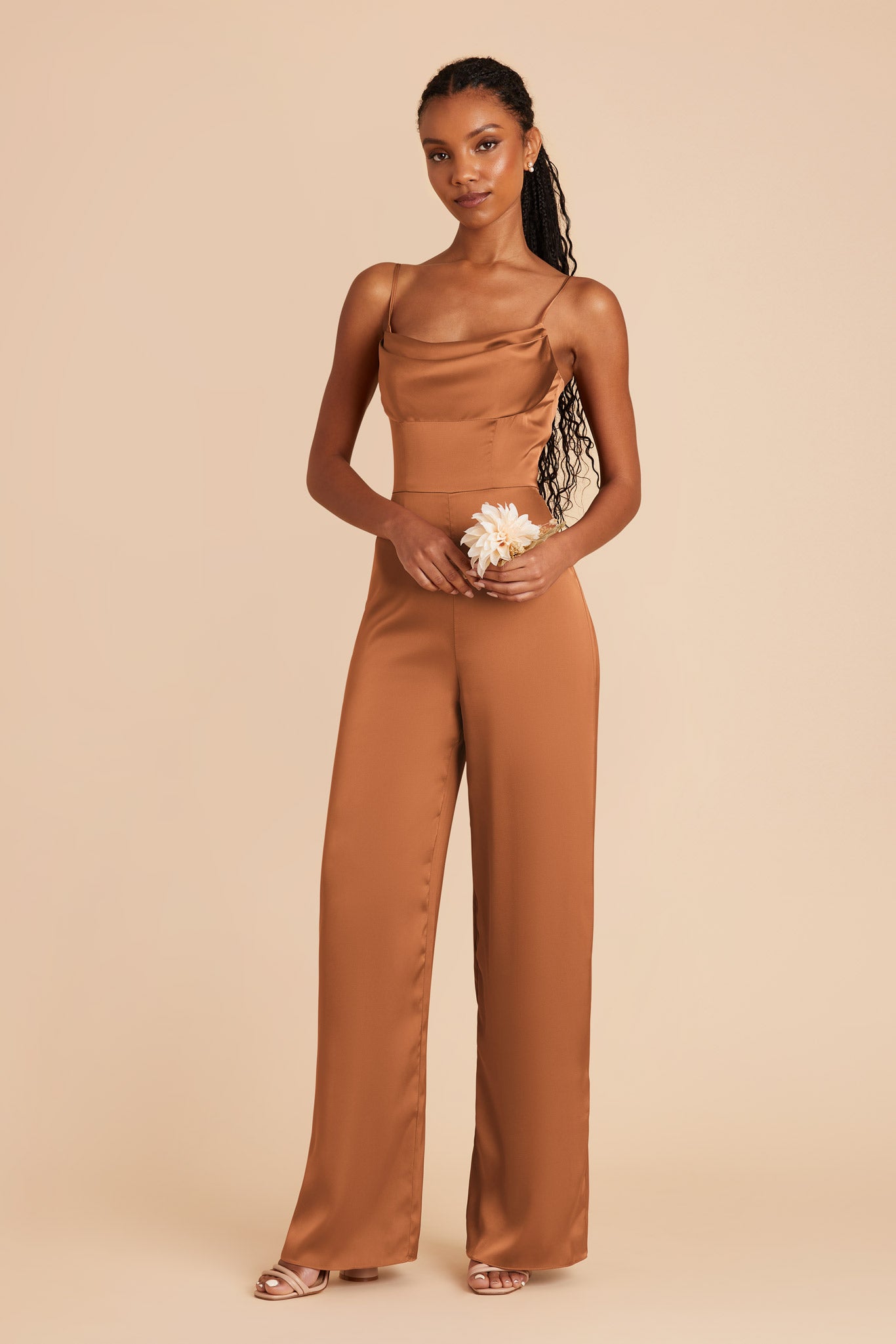 Rust Donna Matte Satin Bridesmaid Jumpsuit by Birdy Grey