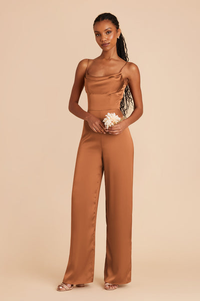 Rust Donna Matte Satin Bridesmaid Jumpsuit by Birdy Grey