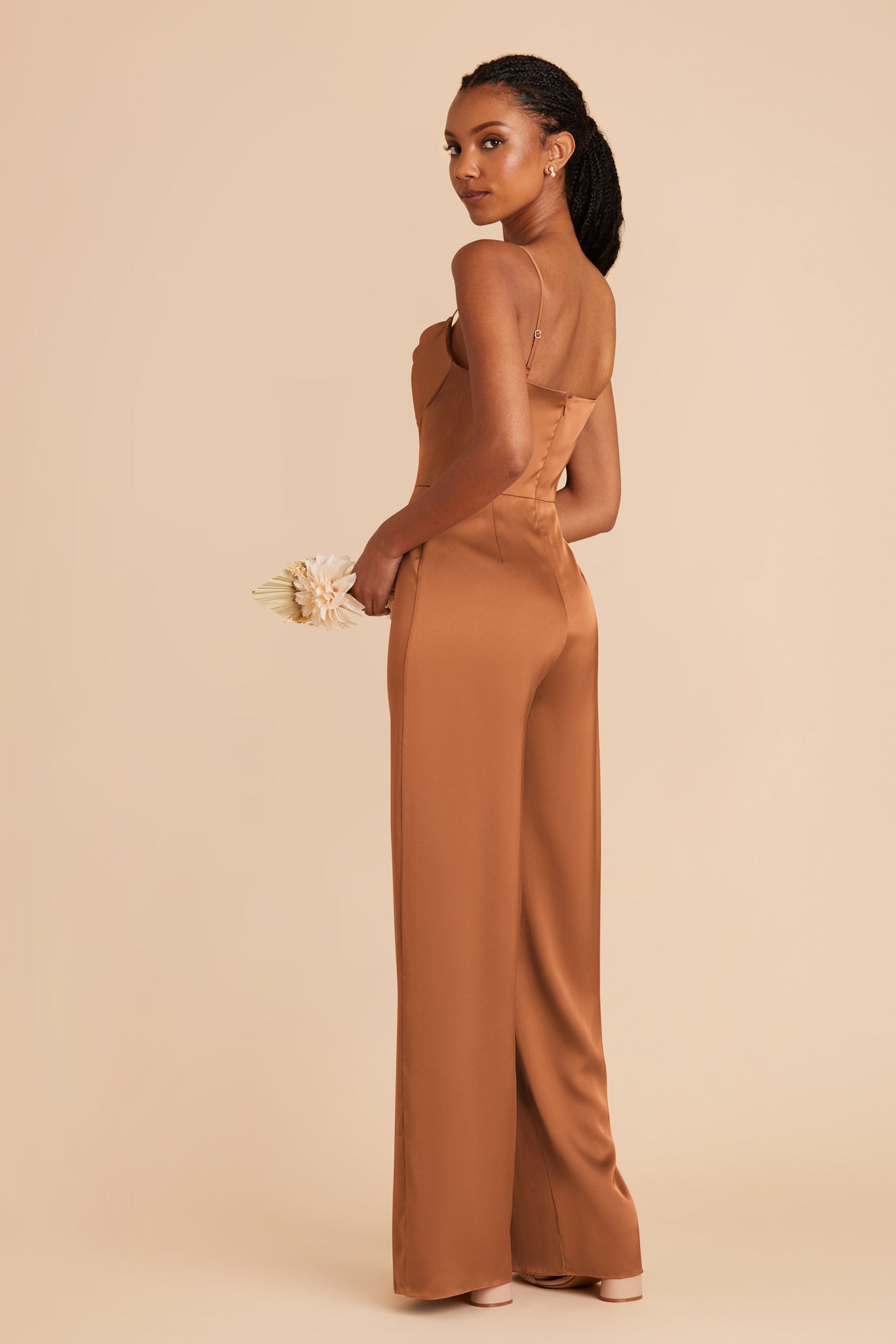 Rust Donna Matte Satin Bridesmaid Jumpsuit by Birdy Grey