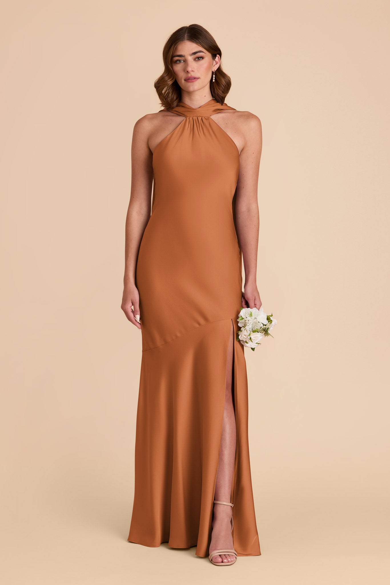 Rust Eileen Matte Satin Dress by Birdy Grey