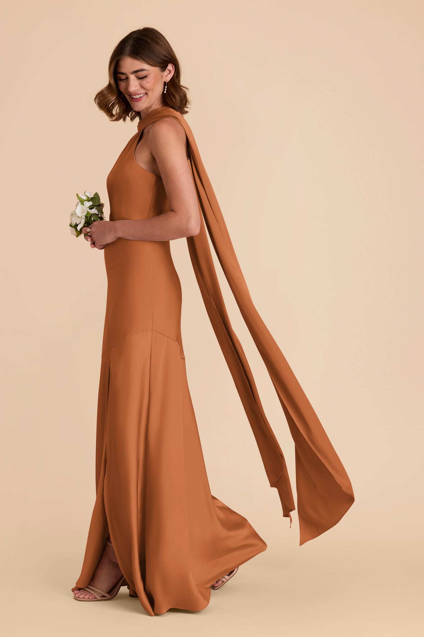 Rust Eileen Matte Satin Dress by Birdy Grey