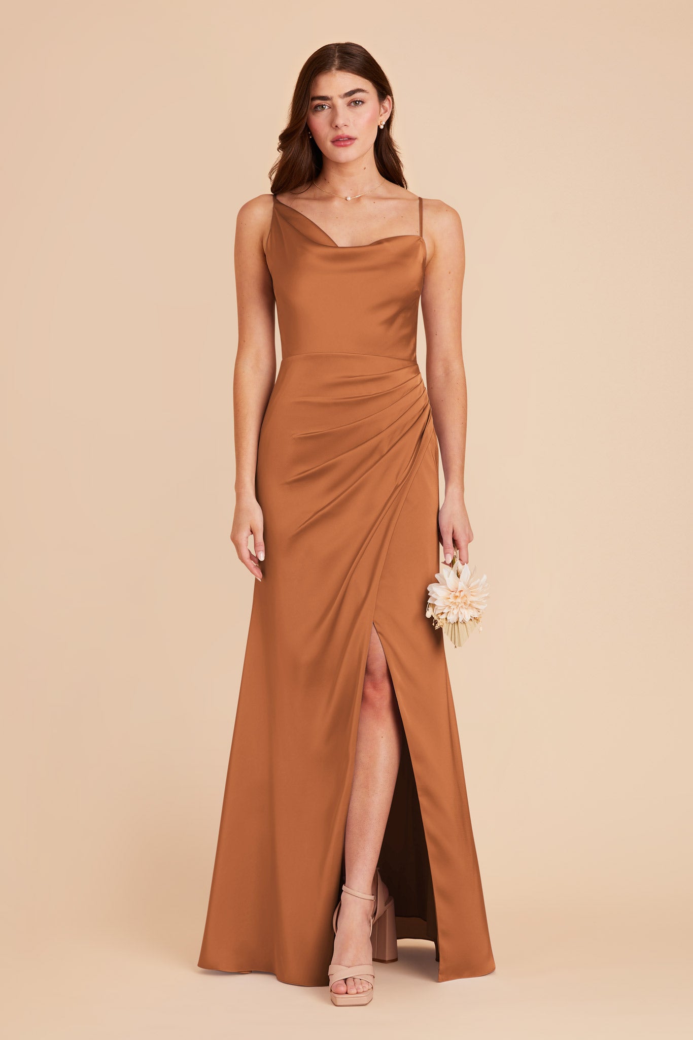 Rust Jennifer Matte Satin Dress by Birdy Grey