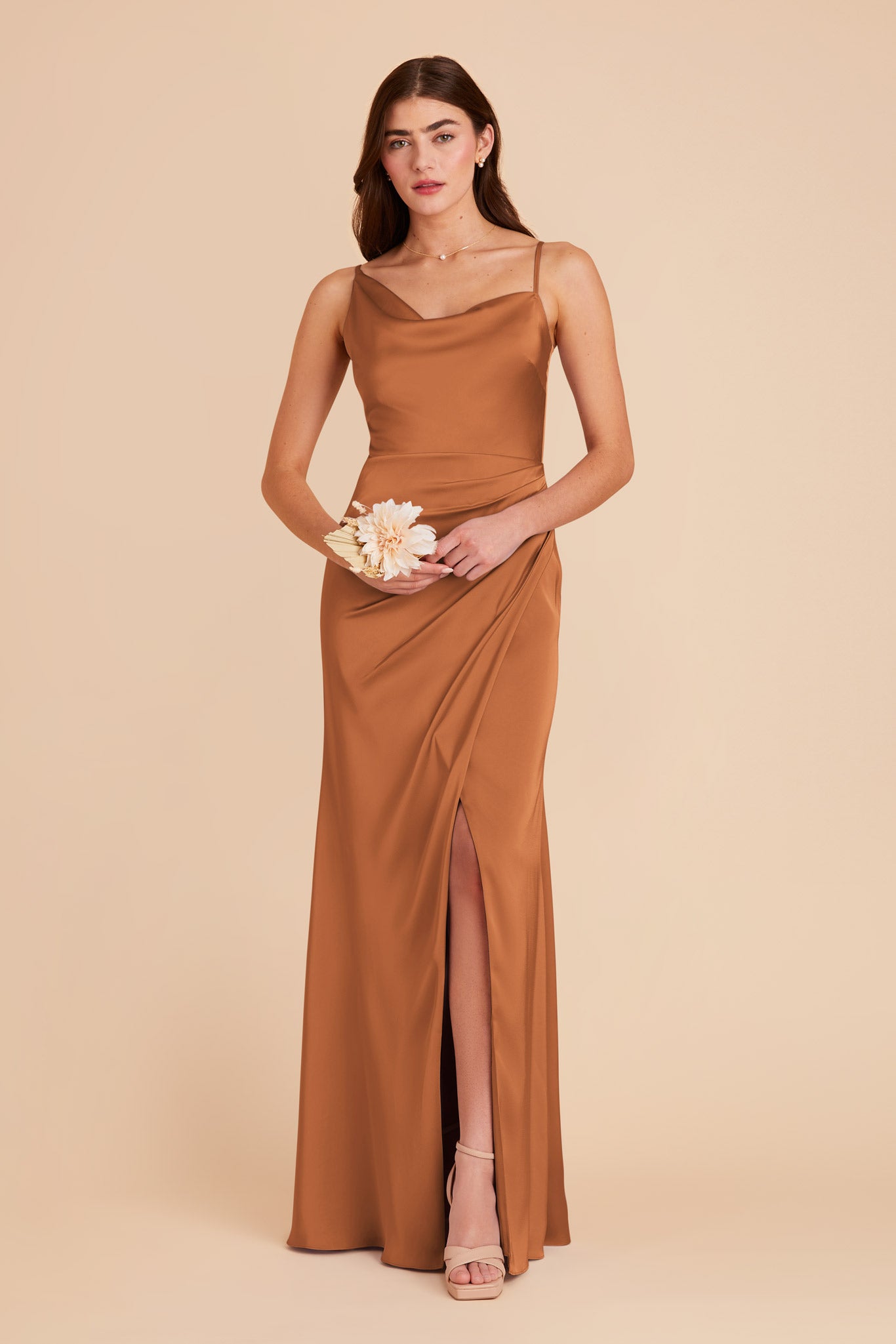 Rust Jennifer Matte Satin Dress by Birdy Grey