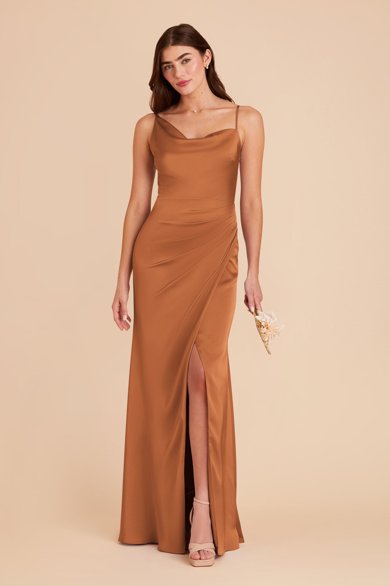 Rust Jennifer Matte Satin Dress by Birdy Grey