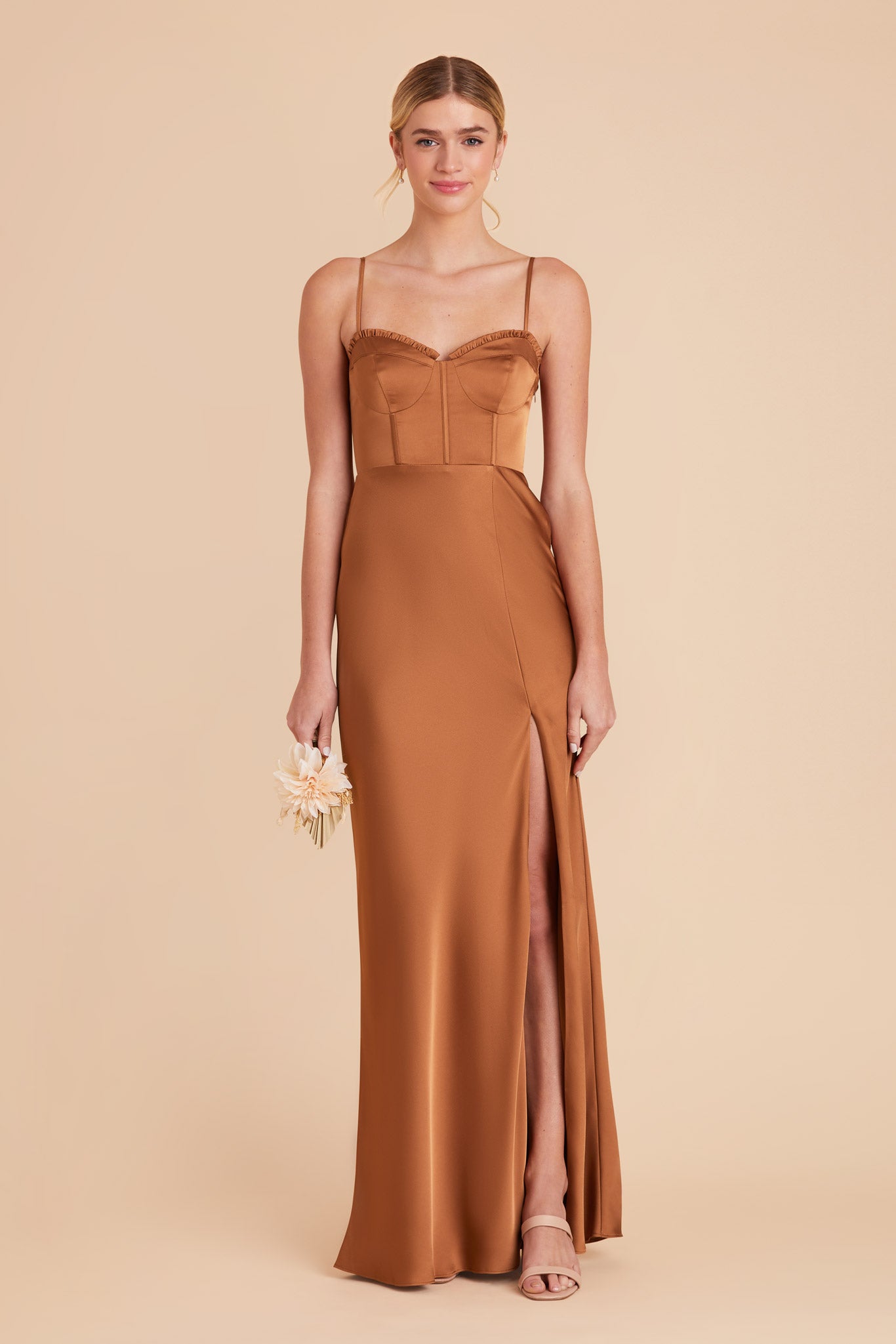 Rust Jessica Matte Satin Dress by Birdy Grey