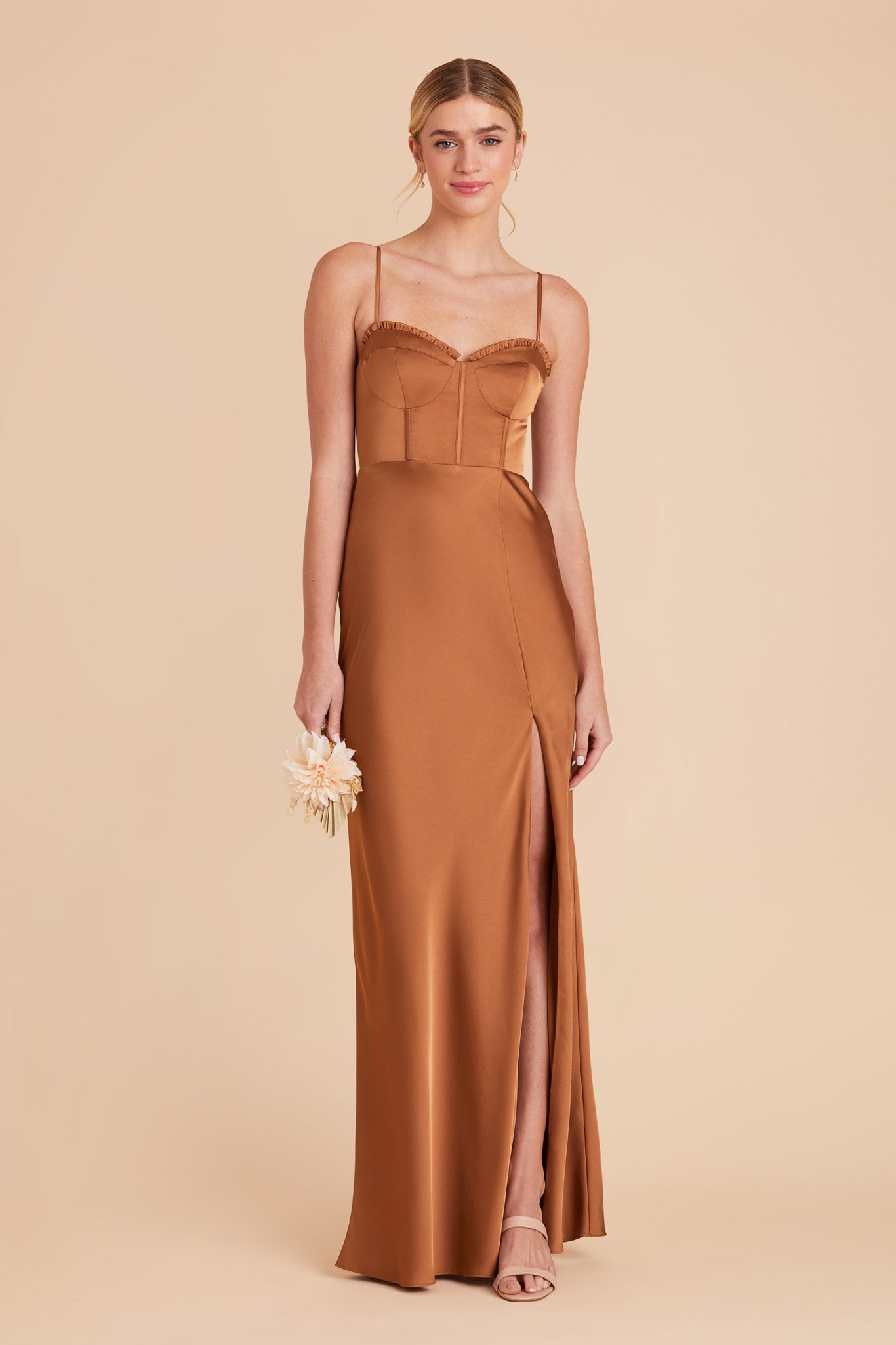 Rust Jessica Matte Satin Dress by Birdy Grey