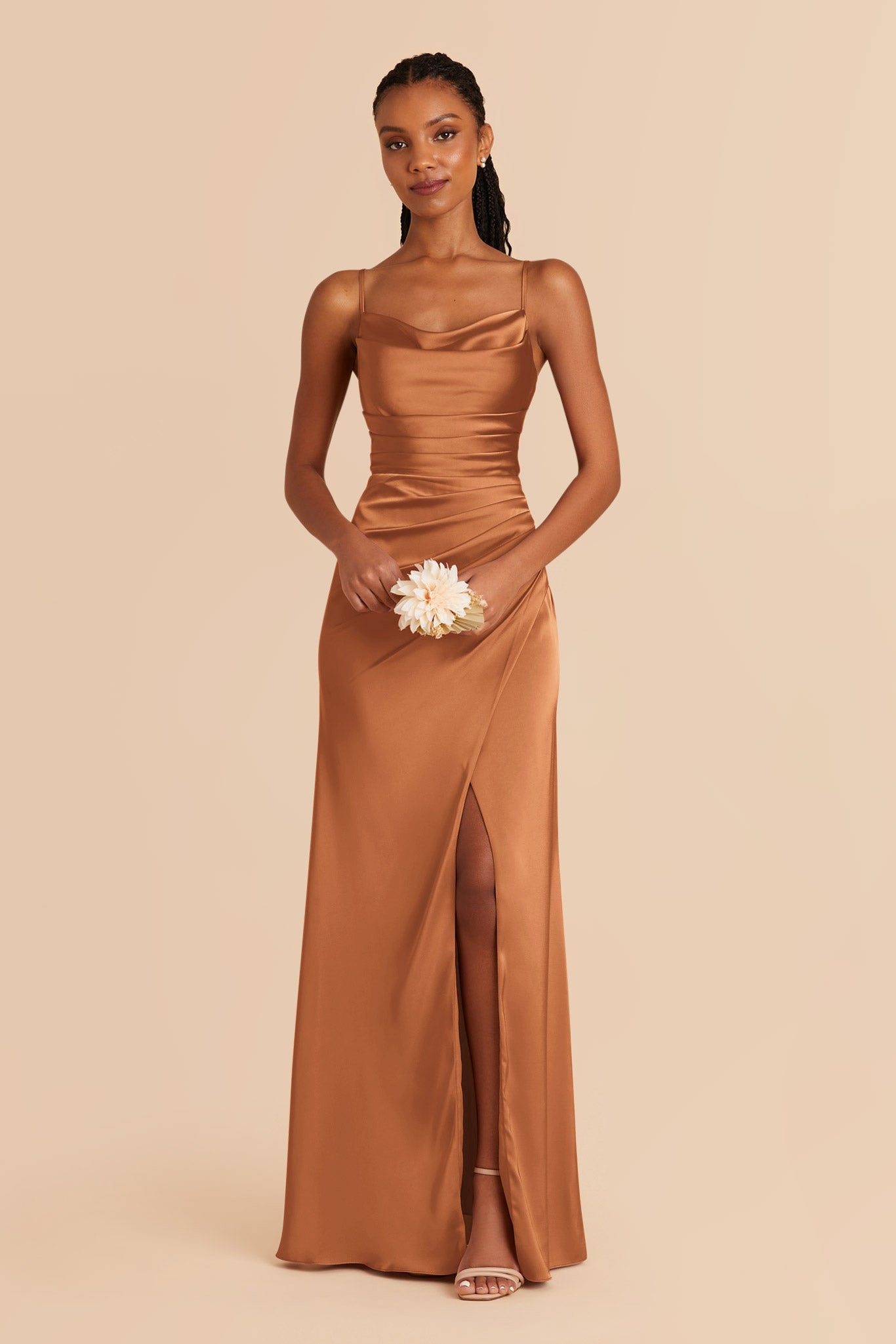 Rust Lydia Matte Satin Dress by Birdy Grey