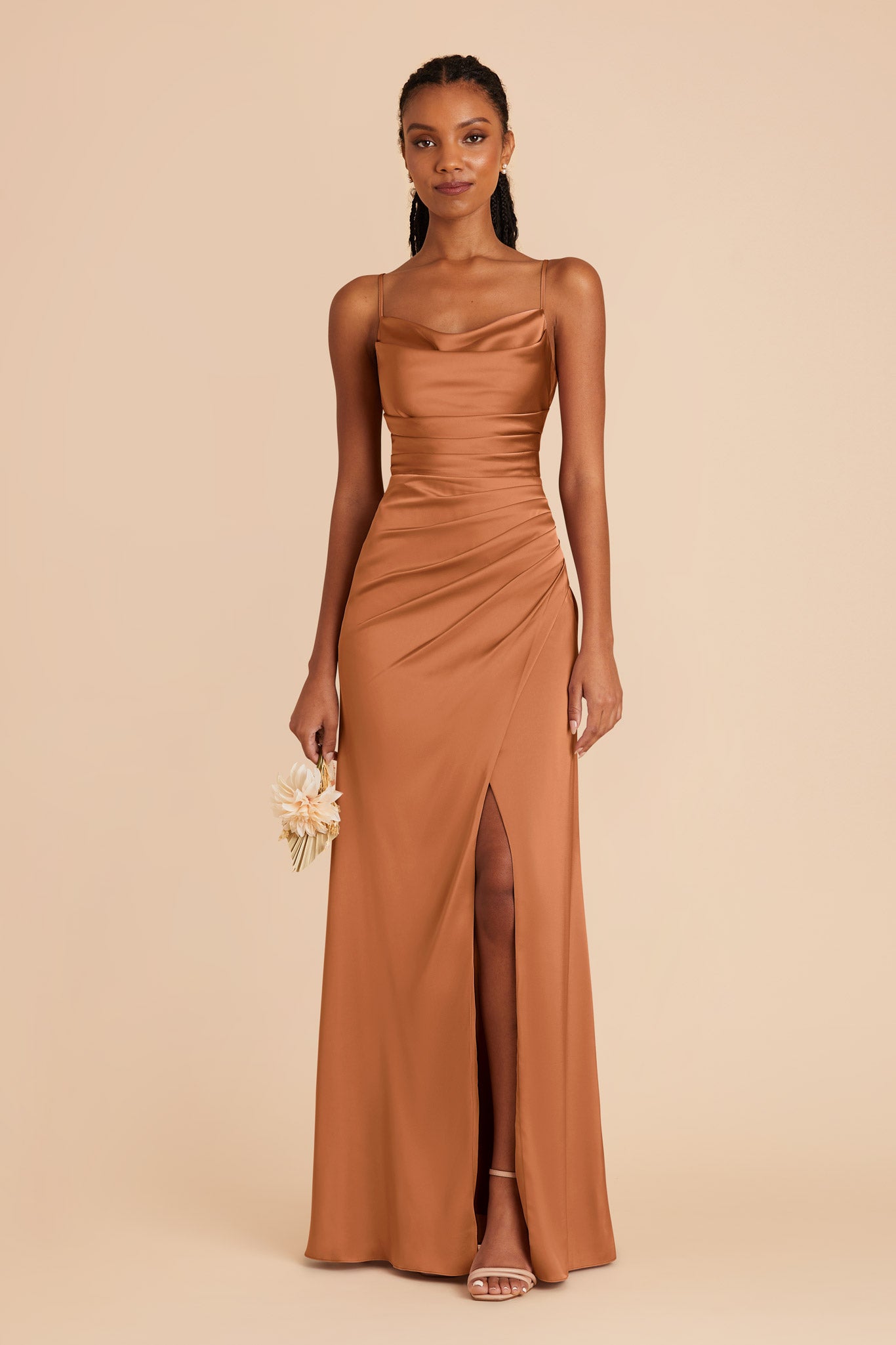 Rust Lydia Matte Satin Dress by Birdy Grey