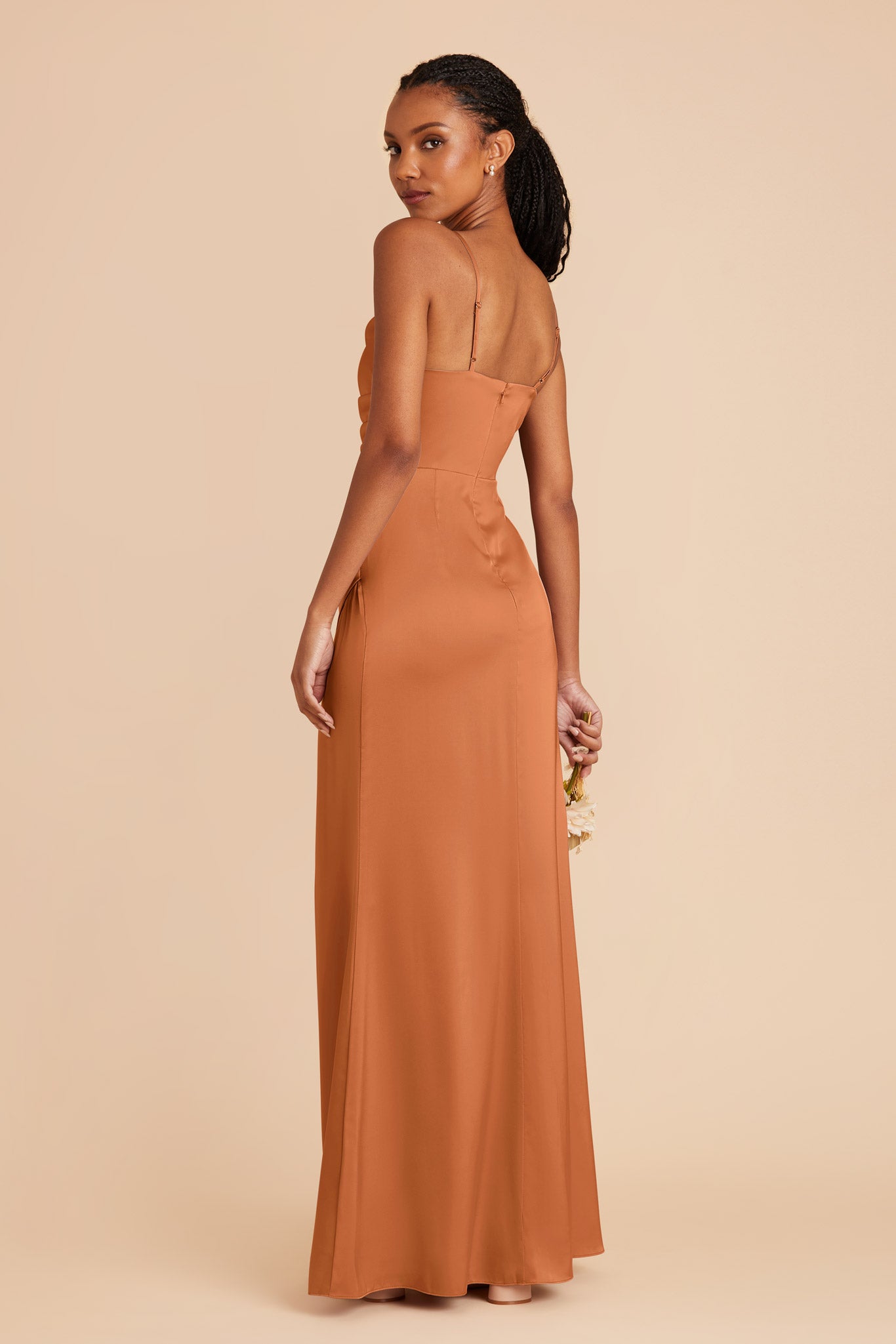 Rust Lydia Matte Satin Dress by Birdy Grey