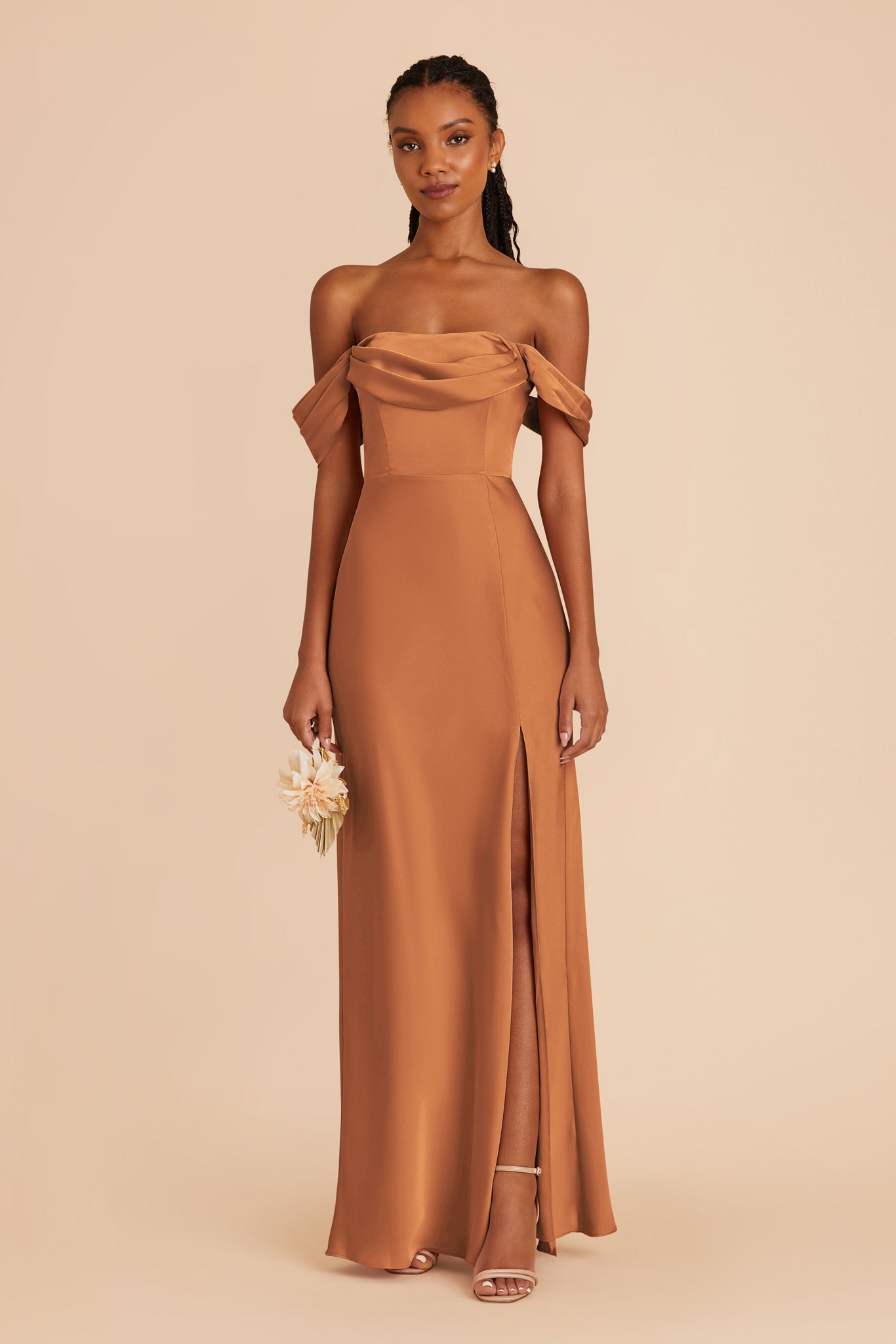 Rust Mia Matte Satin Dress by Birdy Grey