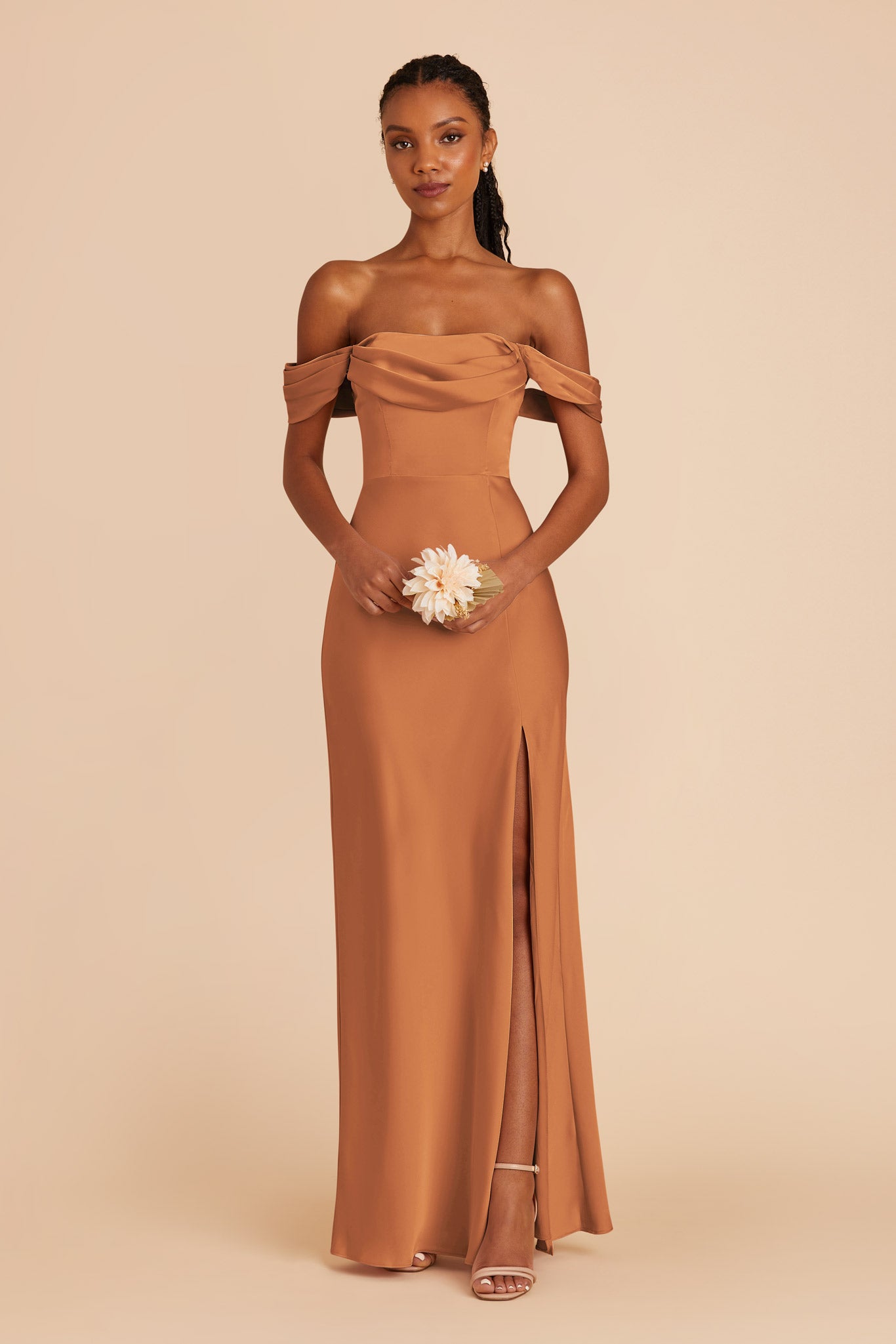 Rust Mia Matte Satin Dress by Birdy Grey