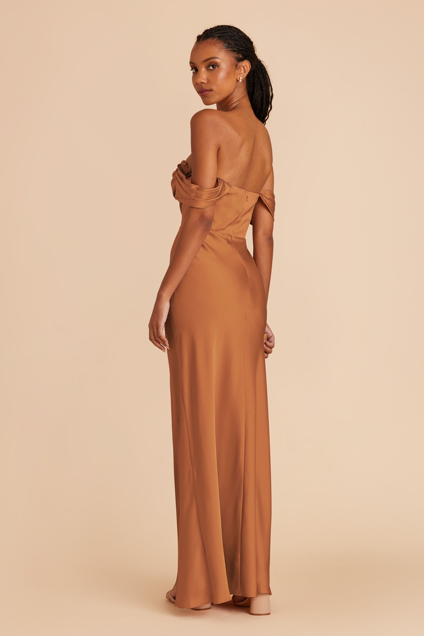 Rust Mia Matte Satin Dress by Birdy Grey